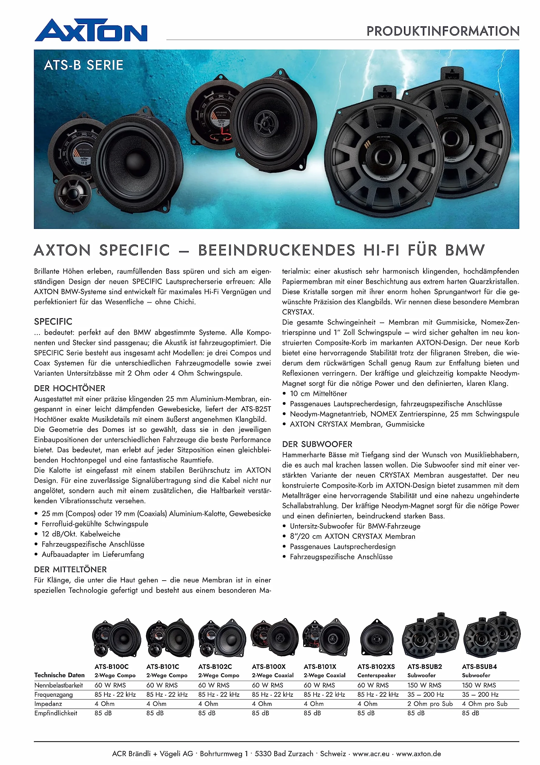 Axton ATS-BSUB2 | Specyficzny 20 cm podłogowy subwoofer dla BMW