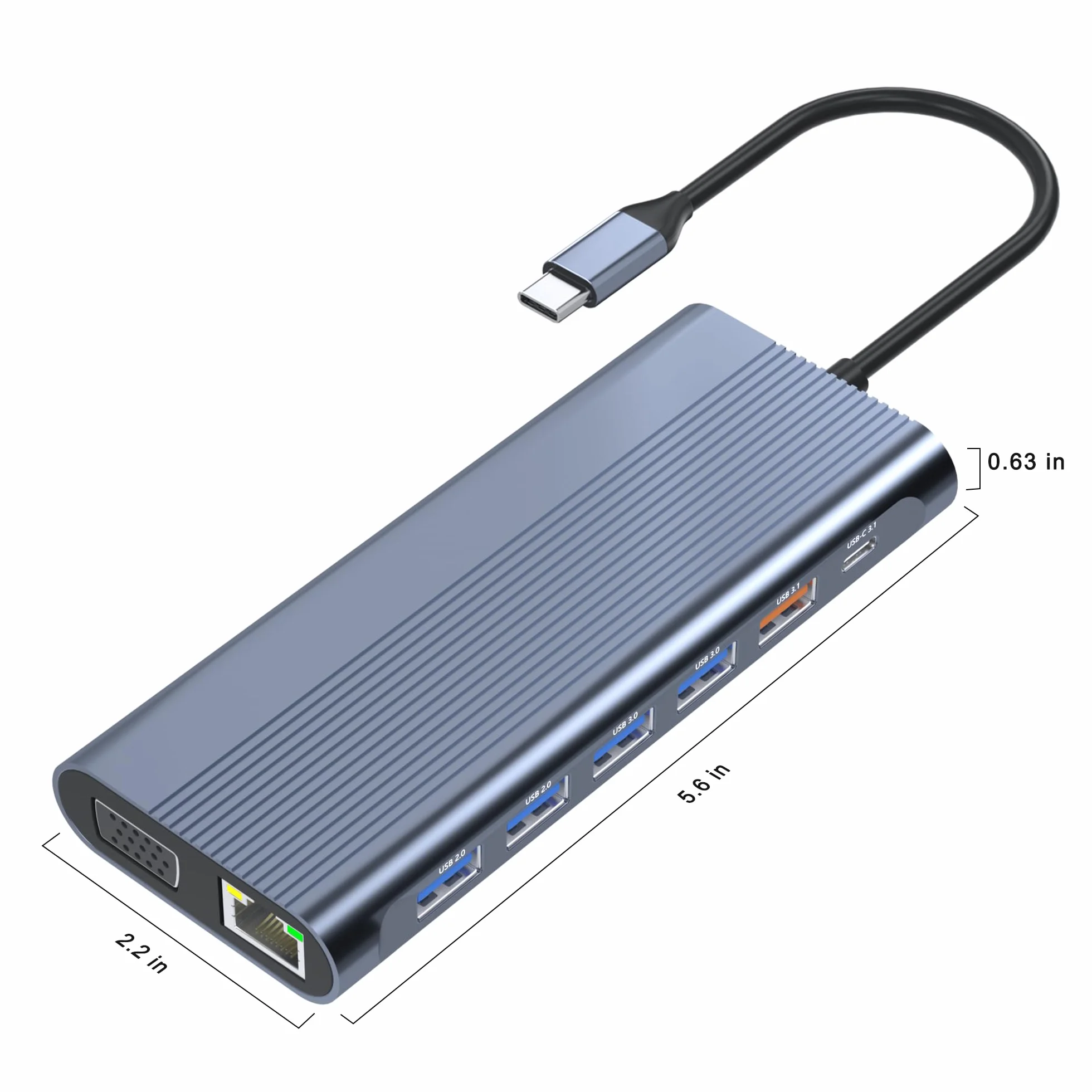 Stacja dokująca USB C, podwójny monitor do laptopa Dell/HP/Lenovo/Mac, podwójny adapter HDMI do 2 monitorów, stacja dokująca do laptopa 14 w 1, podwójny monitor z USB / HDMI / VGA/PD/Ethernet/SD/TF