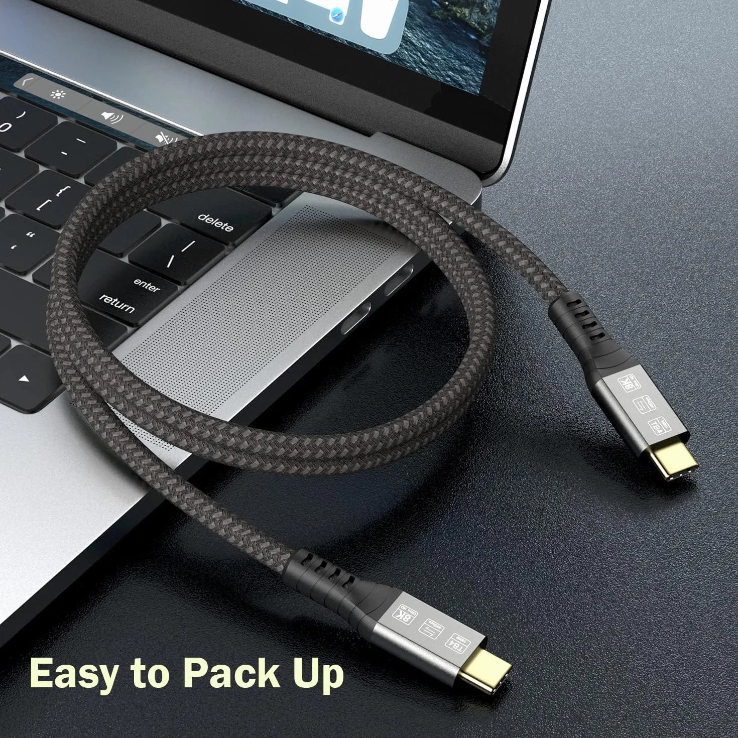 USB C Thunderbolt 4 kabel 1,5 m 40 Gb/s pleciony USB4 8K 60 Hz PD 100 W TB4