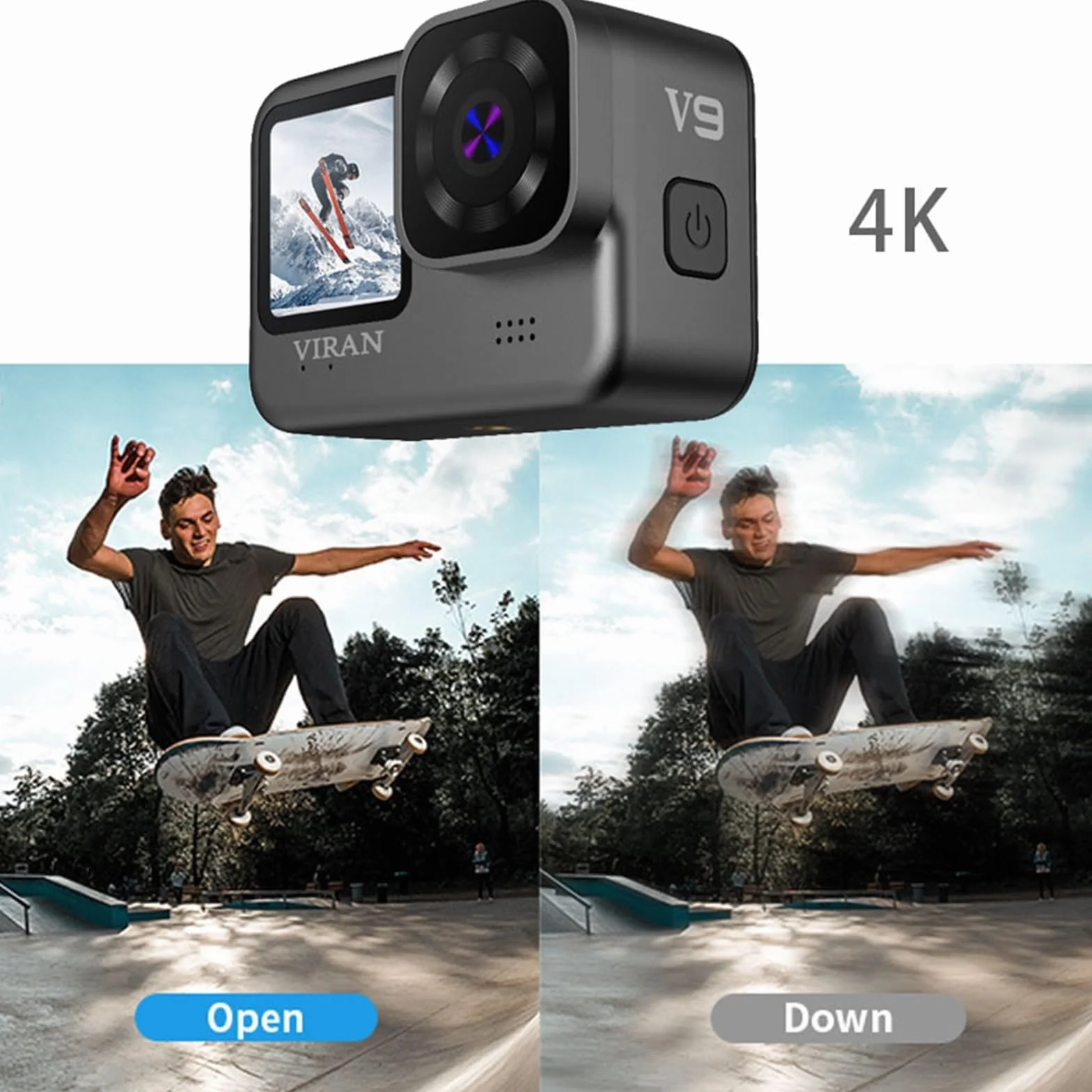 4K/60FPS WiFi Anti Shake Action Camera V9 Z Ekranem Zdalnego Sterowania Wodoodporna Szerokokątna Kamera Sportowa Wysoka Rozdzielczość(XJ-V9)