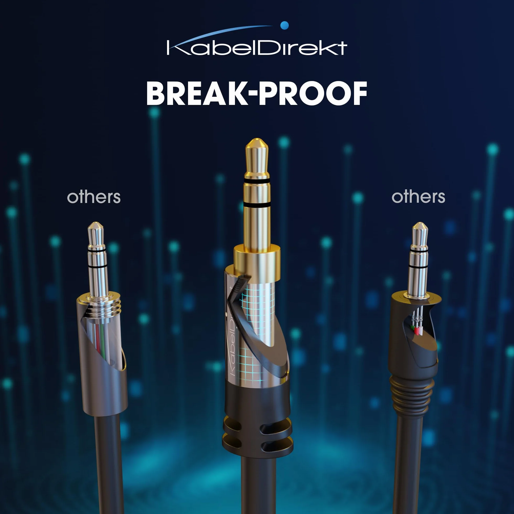 KabelDirekt – Przewód AUX audio jack 3,5mm – 10x1,5m – metalowe złącza | Kabel audio/słuchawkowy, jack 3,5mm, telefonu/PC/laptopa/samochodu/HiFi, czarny