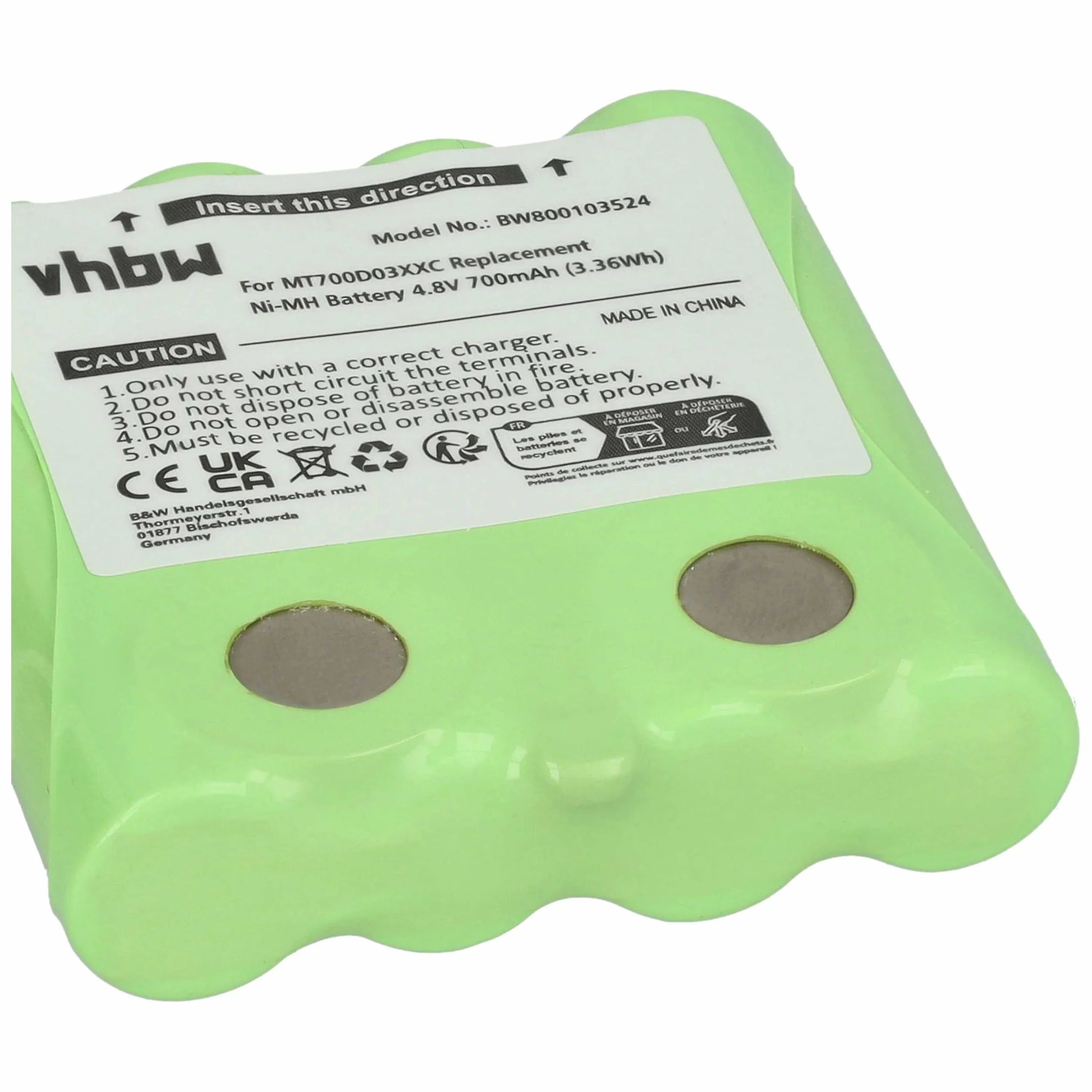 vhbw 1 x akumulator LH060-3A44C4BT do radia (700 mAh, 4,8 V, NiMH)