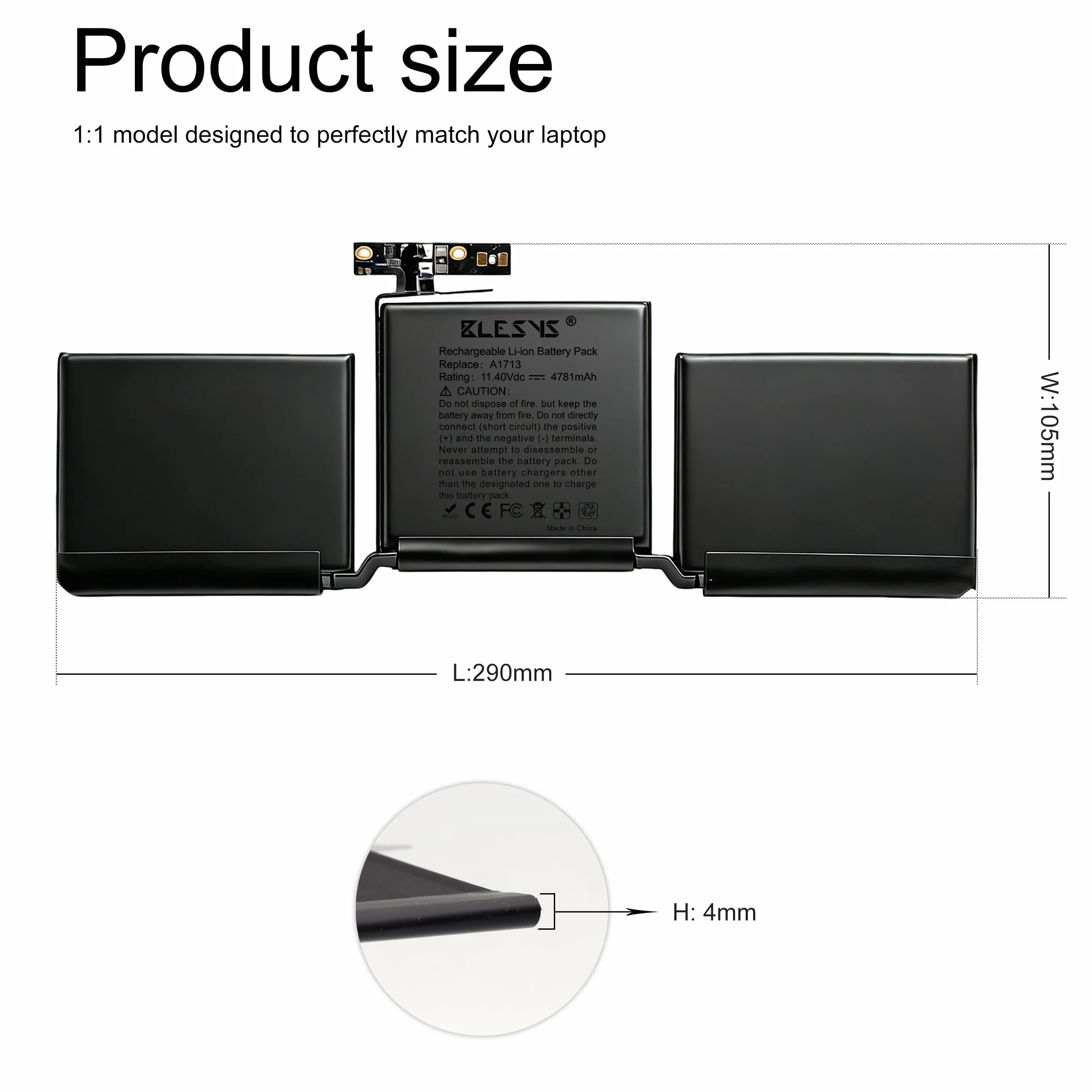 BLESYS A1713 akumulator do MacBook Pro 13 cali A1708