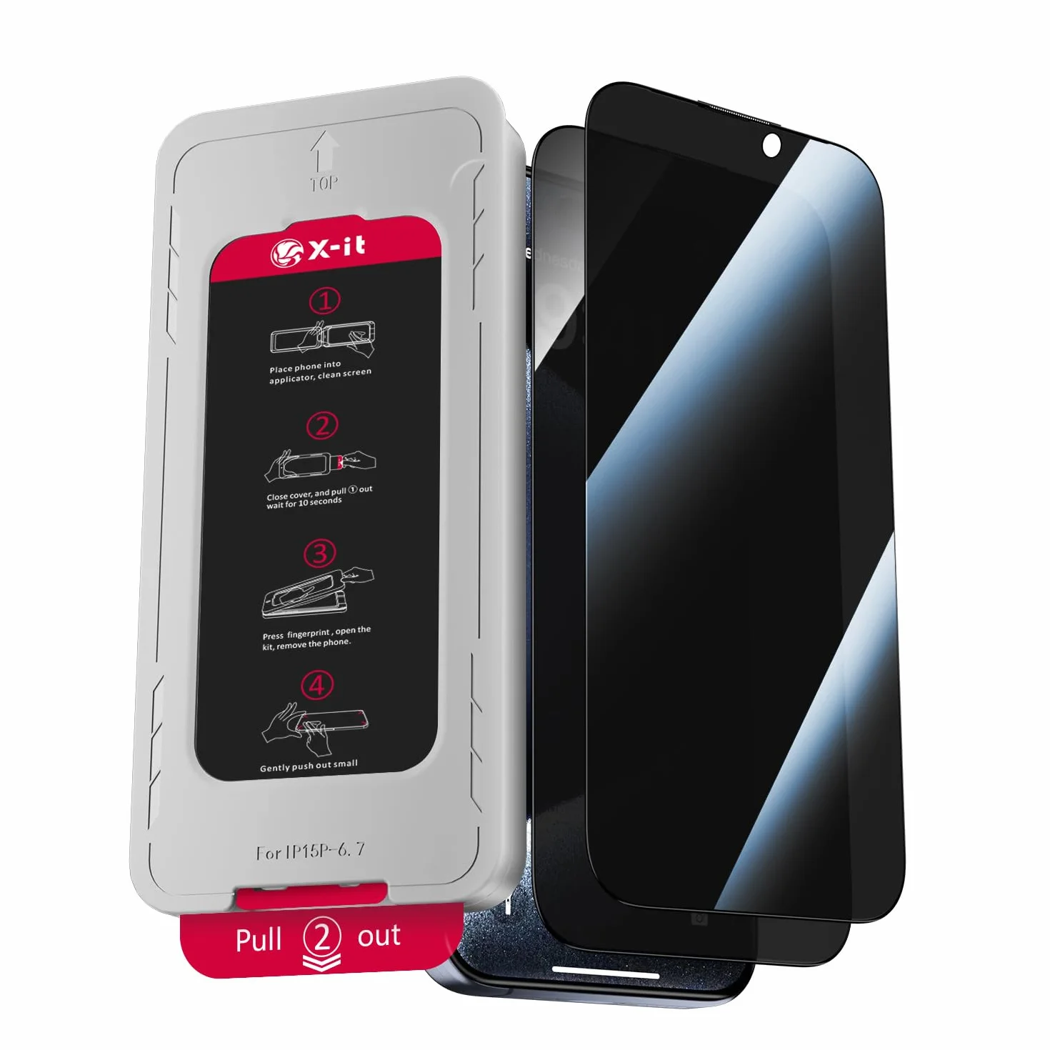 X-it 2-pak ochraniaczy ekranu do iPhone'a 16 Pro (6,3 cala), szkło hartowane 9H+, automatyczne usuwanie kurzu, ochrona klasy wojskowej, bez pęcherzyków powietrza, pełne pokrycie, przyjazna dla obudowy