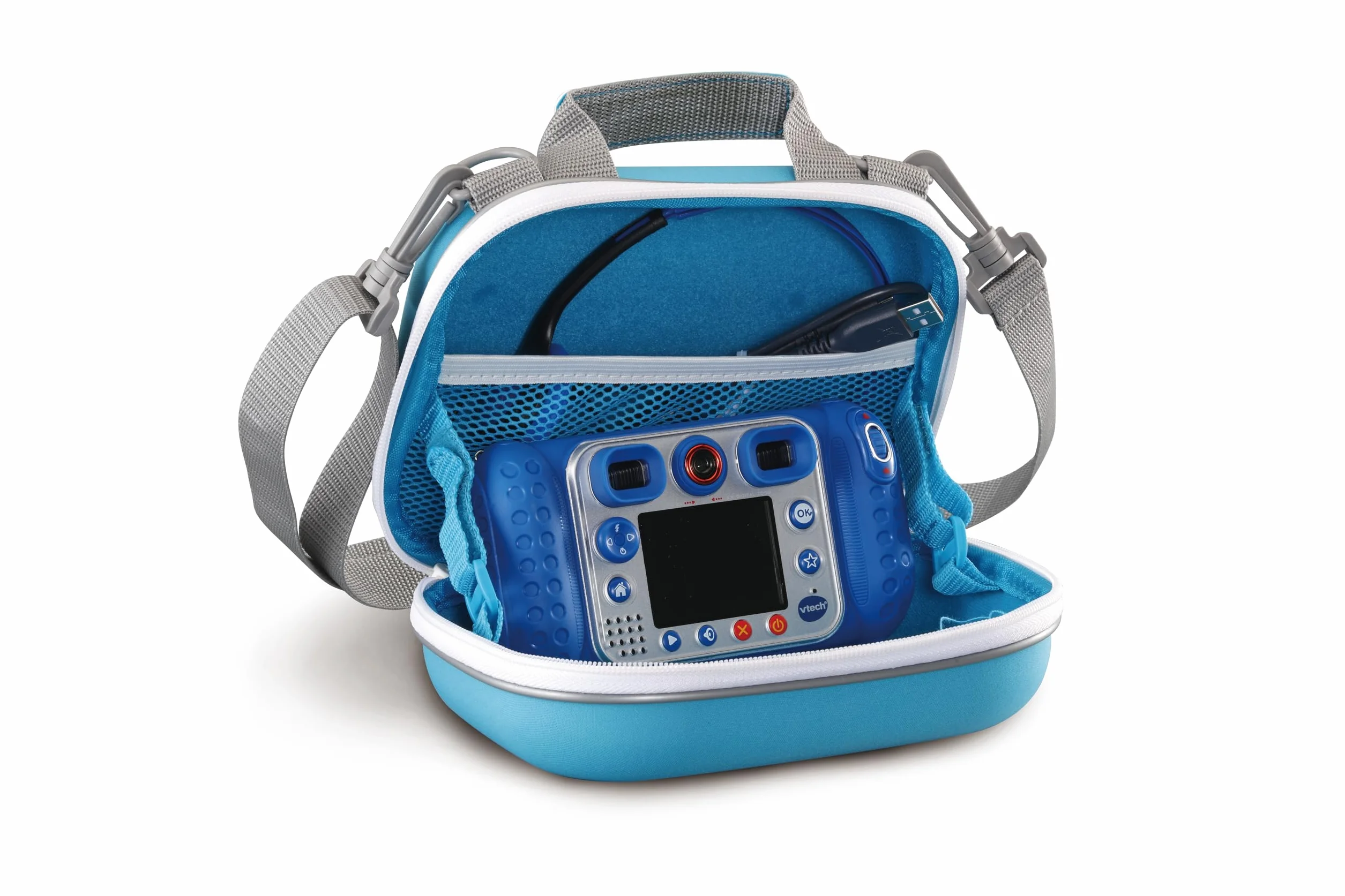 VTech Kidizoom etui na aparat, przenośne twarde etui dla dzieci, akcesoria do aparatu cyfrowego dla dzieci, odpowiednie dla dziewcząt i chłopców od 3, 4, 5+ lat, niebieskie