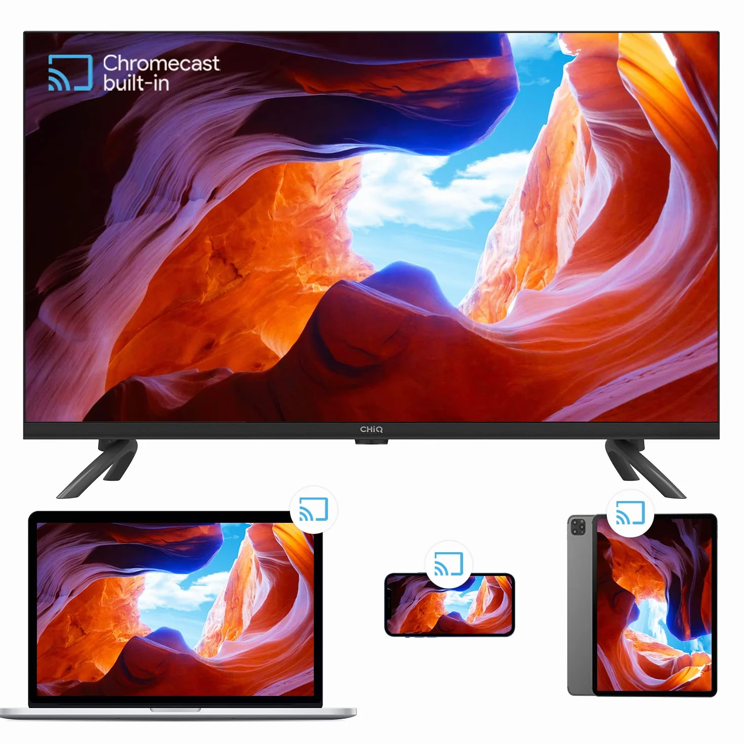 CHIQ L32G7L, 32-calowy, Android TV 11 ultra cienka krawędź, HDR, DBX-TV, Smart TV, Netflix, Prime Video, Youtube, Wi-Fi 2.4/5G, Bluetooth, Chromecast, Google Assistant