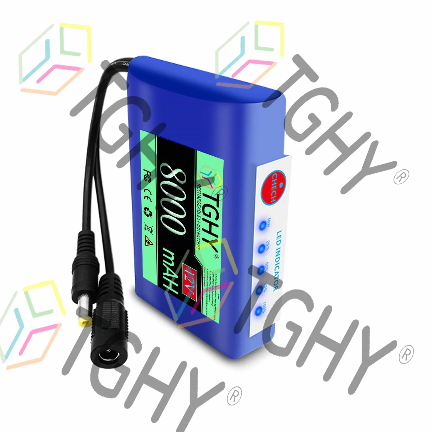 TGHY Akumulator litowo-jonowy DC 12 V 8000 Ah Akumulator litowo-polimerowy 12 V do kamer CCTV, kamer, odtwarzaczy MP3, pasków świetlnych LED i innych,12v 8000ah b