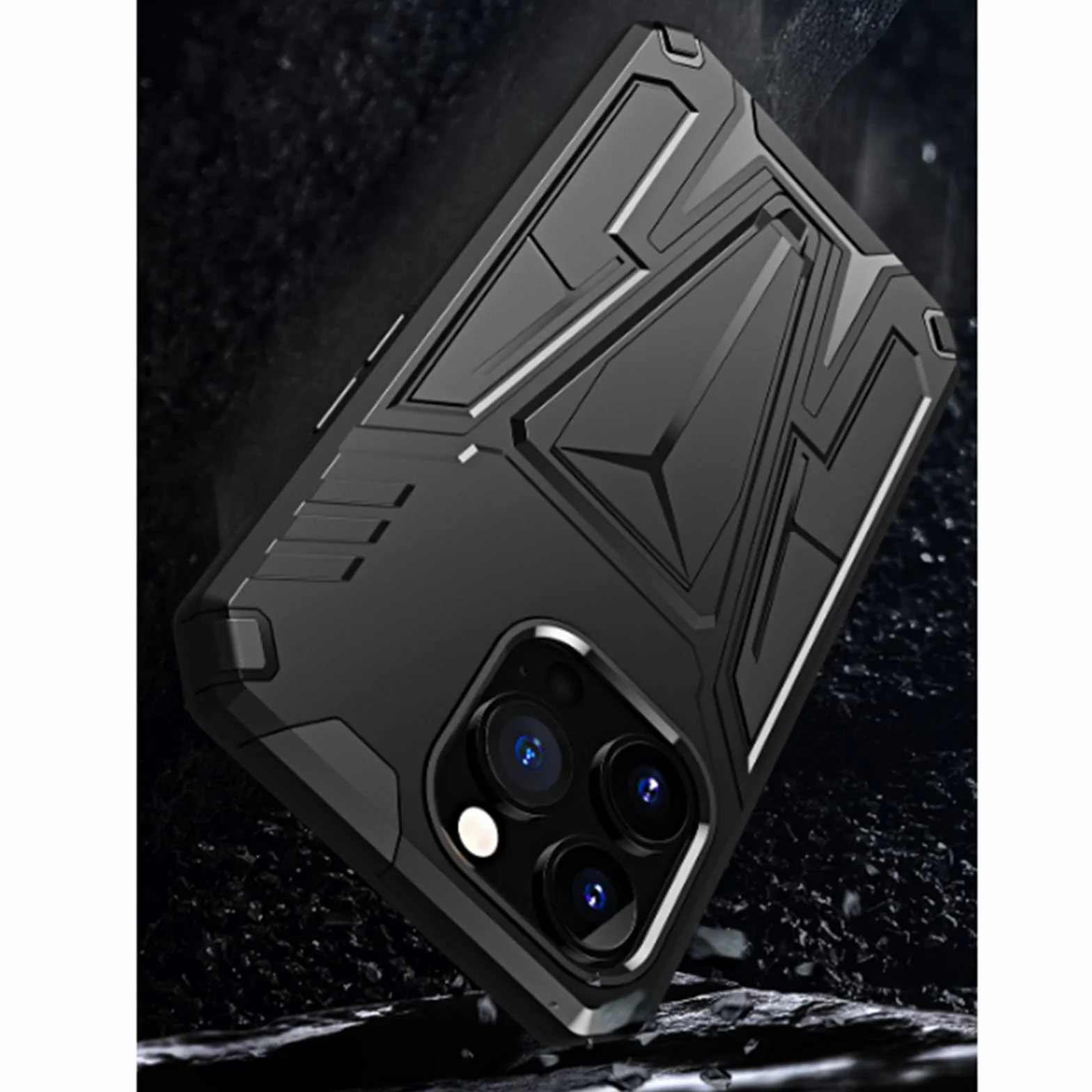 Etui do iPhone 13 Pro Max/13 Pro/13/13 mini, odporne na wstrząsy twardy tylny zderzak silikonowy pokrowiec ochronny z podpórką, kompatybilny z magnetycznym uchwytem samochodowym, srebrny, 13 Pro 6,1"