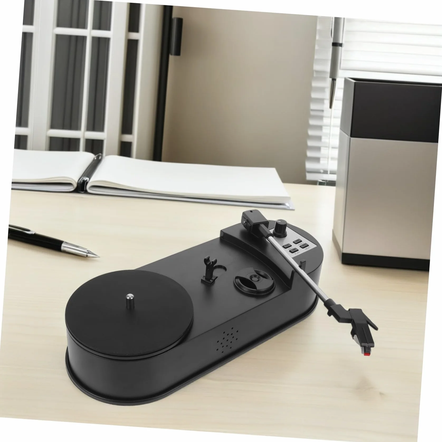 NUOBESTY USB Odtwarzacz Muzyki Winylowej Przenośny Głośnik W Stylu Vintage Retro Z Głośnikiem Odtwarzacz Albumów Abs Czarny