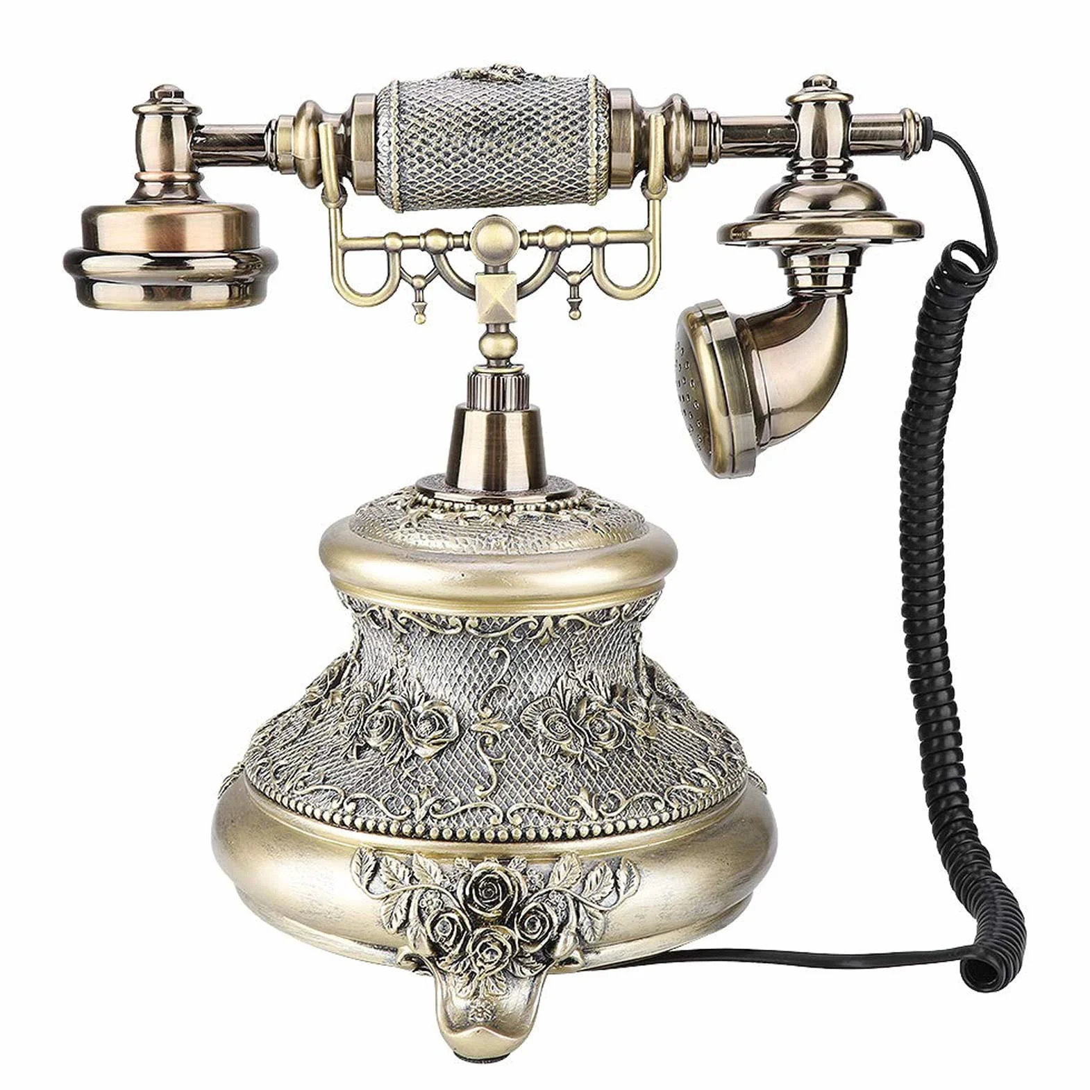 Wysokiej klasy telefon retro vintage, europejskie staromodne antyczne telefony stacjonarne do domu z wyświetlaczem LCD z przyciskiem do domu, biura, hotelu gwiazdkowego