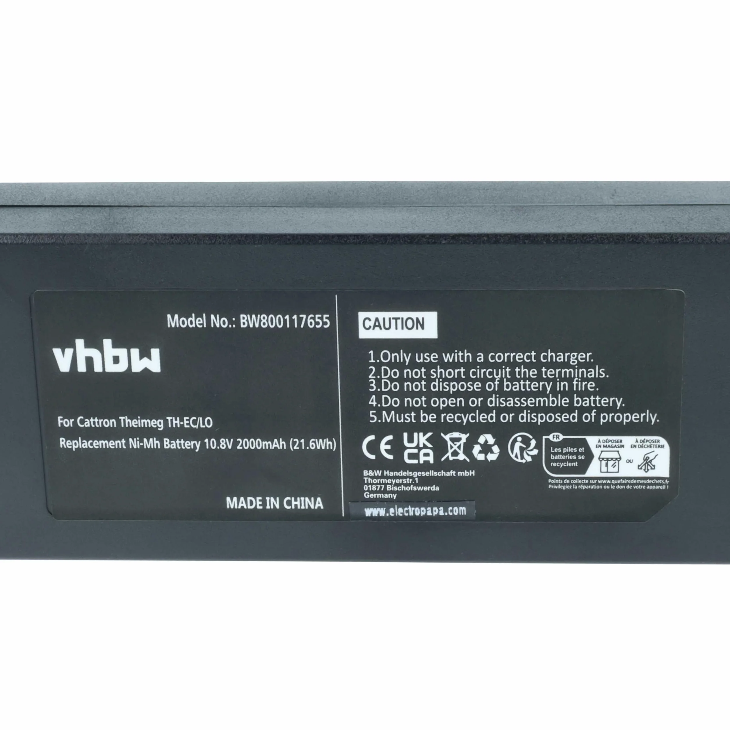 vhbw 2 x zamiennik baterii Cattron Theimeg BT081-00053, B5018-00061 do zdalnego sterowania (2000 mAh, 10,8 V, NiMH)