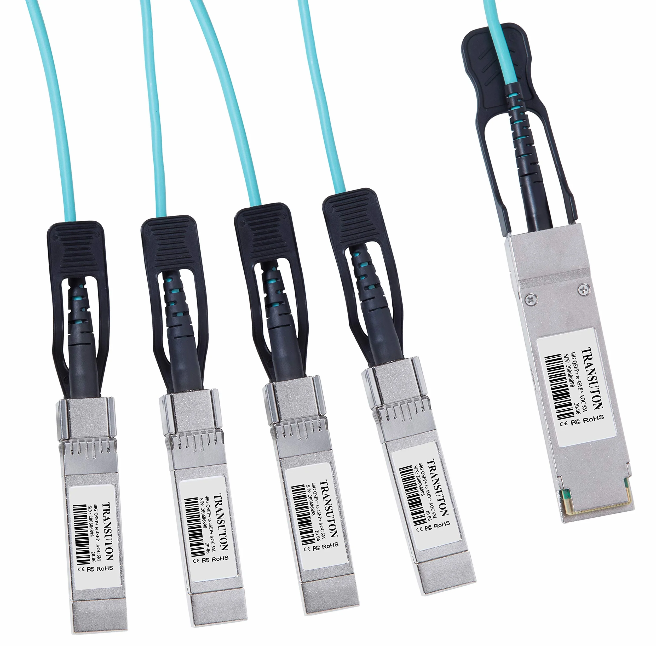 Aktywny kabel optyczny 40G QSFP+ do 4xSFP+ | do Cisco QSFP-4x10G SFP+ Breakout-AOC10M kompatybilny 40GBASE QSFP+ 4x10G SFP+ Breakout AOC kabel (10 m)