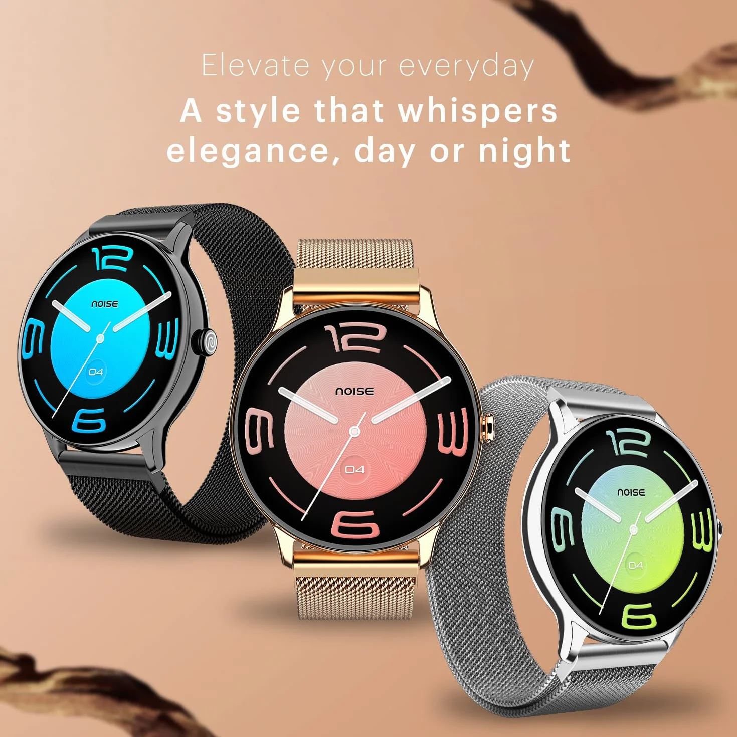 Noise Twist Go Smartwatch z okrągłą tarczą z połączeniami BT, wyświetlacz 3.5 cm, metalowa konstrukcja, 100+ tarcz zegarka, IP68, monitor aktywności, oksymetr (SpO2), śledzenie snu, 100+ trybów