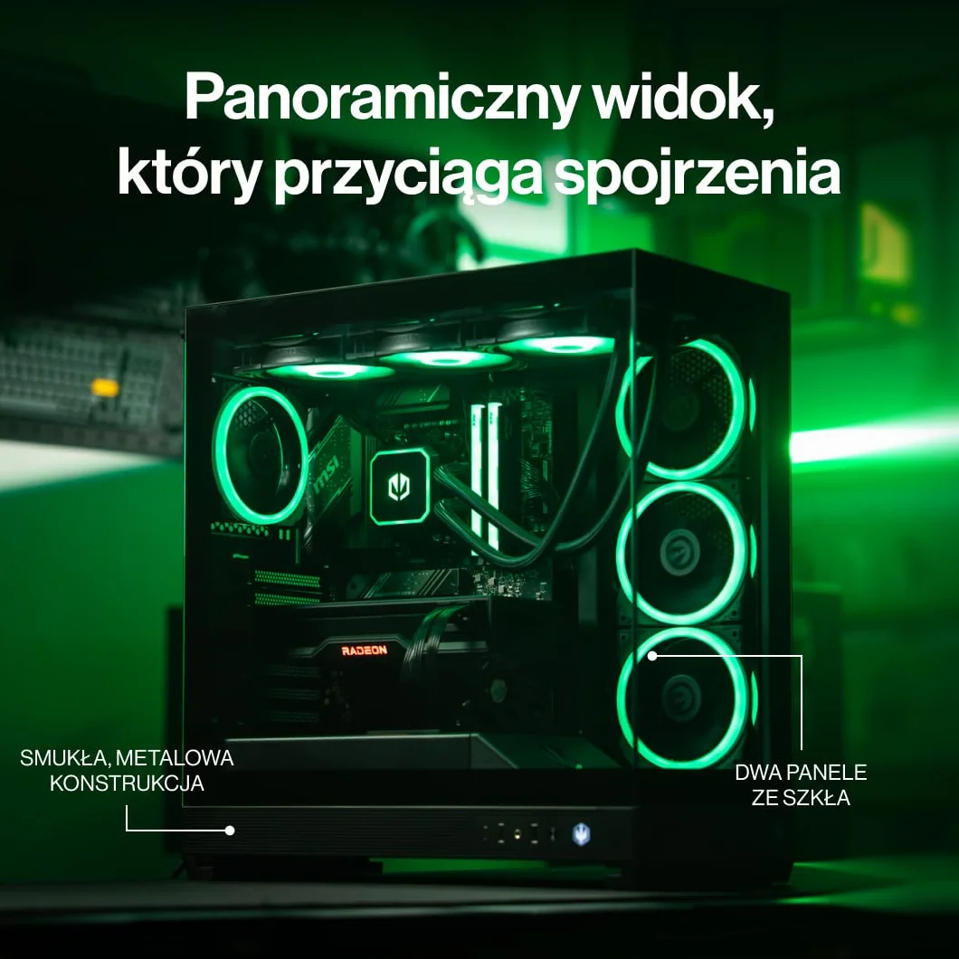 ENDORFY Fishtank 6000 Flex, obudowa PC ATX E-ATX gamingowa, panoramiczna szkło hartowane, USB-C, chłodzenie 2x 360 mm, do 9 wentylatorów, GPU do 445 mm, nowoczesna czarna obudowa komputerowa
