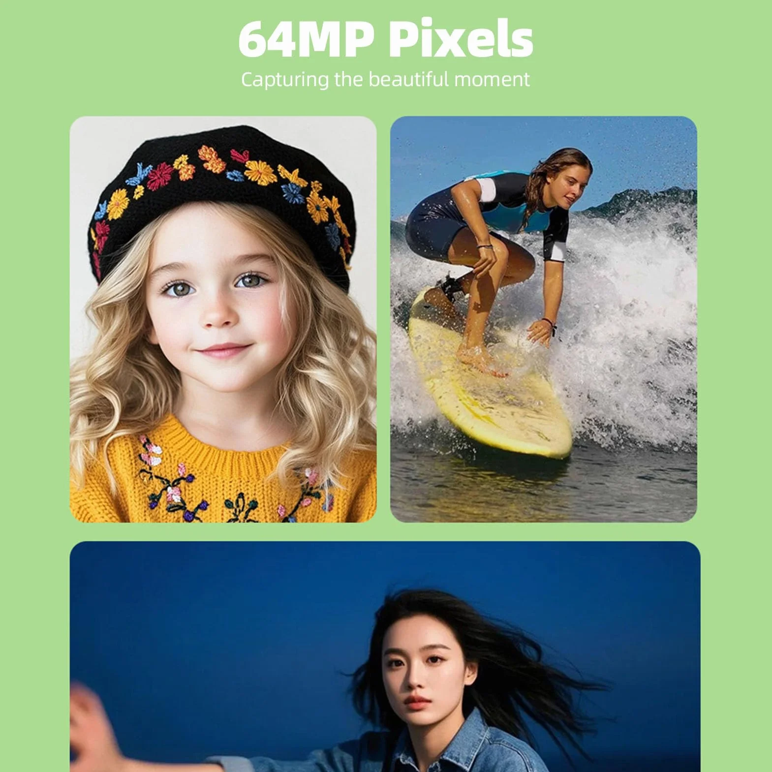 Aparat Cyfrowy 6K, 64MP Autofocus 16x Zoom Cyfrowy Aparat Fotograficzny z Transferem Wi -Fi, Błyskowa LED, Kompaktowa dla Dorosłych Nastolatków Początkujących (BLACK)