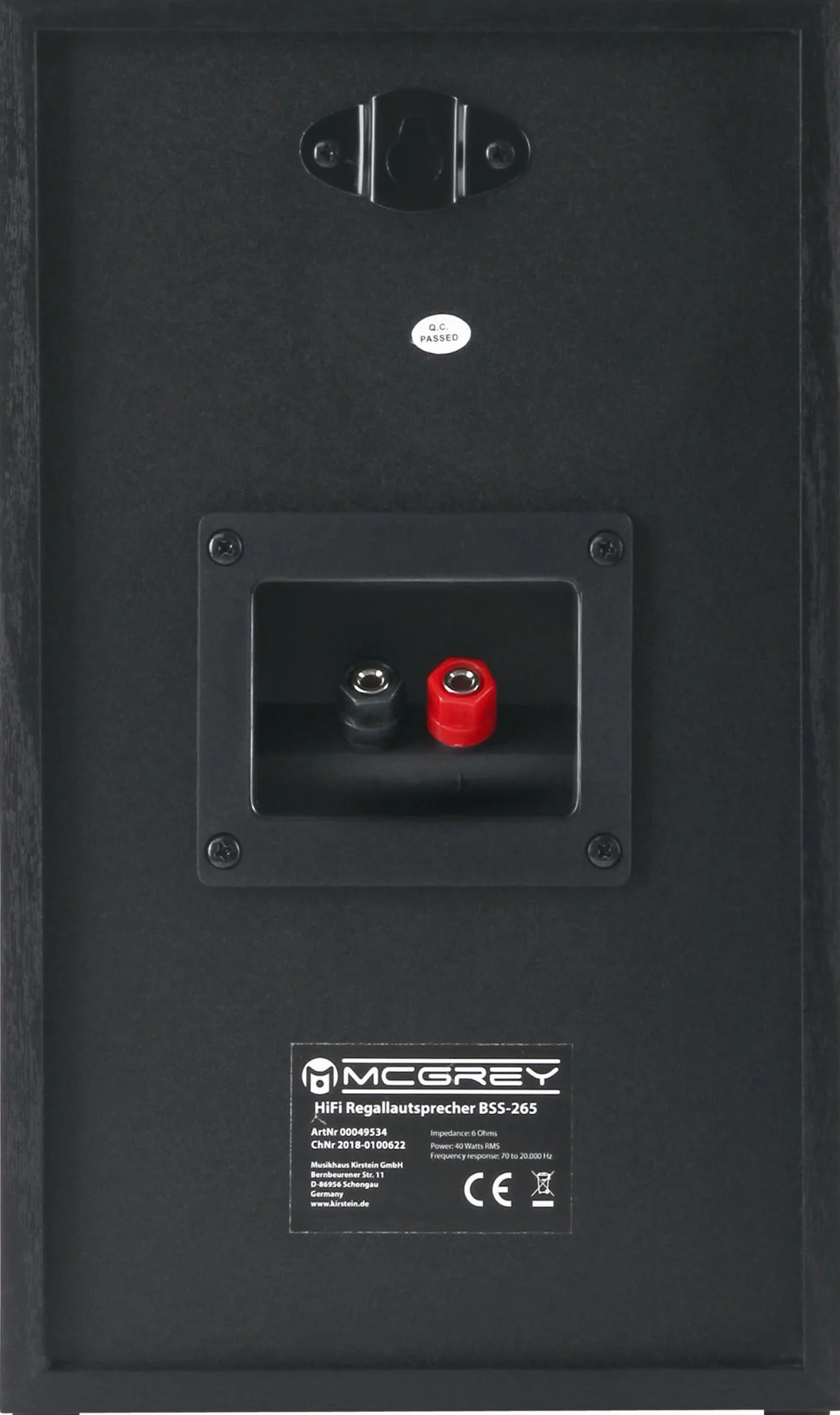 McGrey BSS-265 BK 6,5" głośniki HiFi, 1 para głośników, 40 W (RMS), system 2-drożny, również do montażu na ścianie, kolor czarny