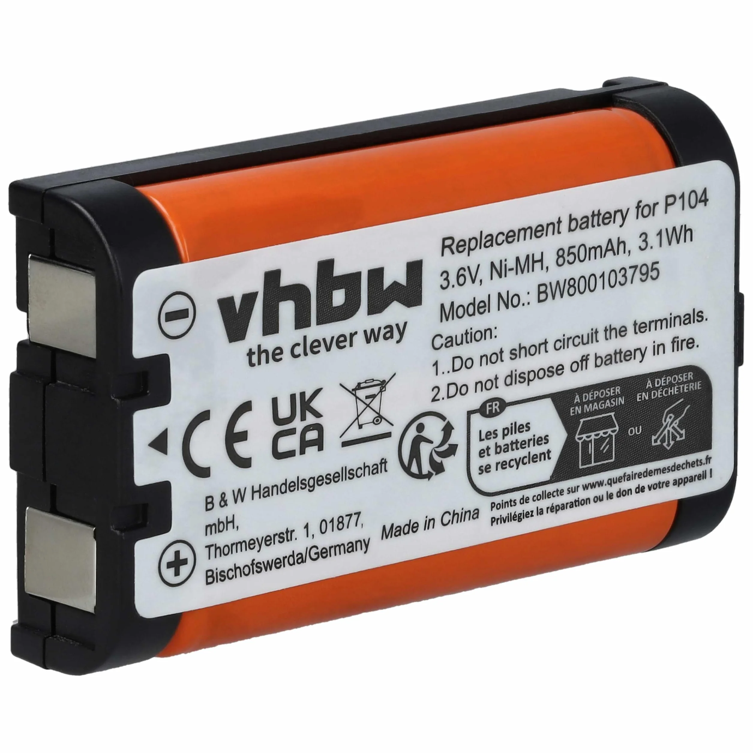 vhbw Bateria zamienna do GP85AAALH3BXZ HHR-P104 HHR-P104A P104A/1B Type 29 850 mAh 3,6 V NiMH
