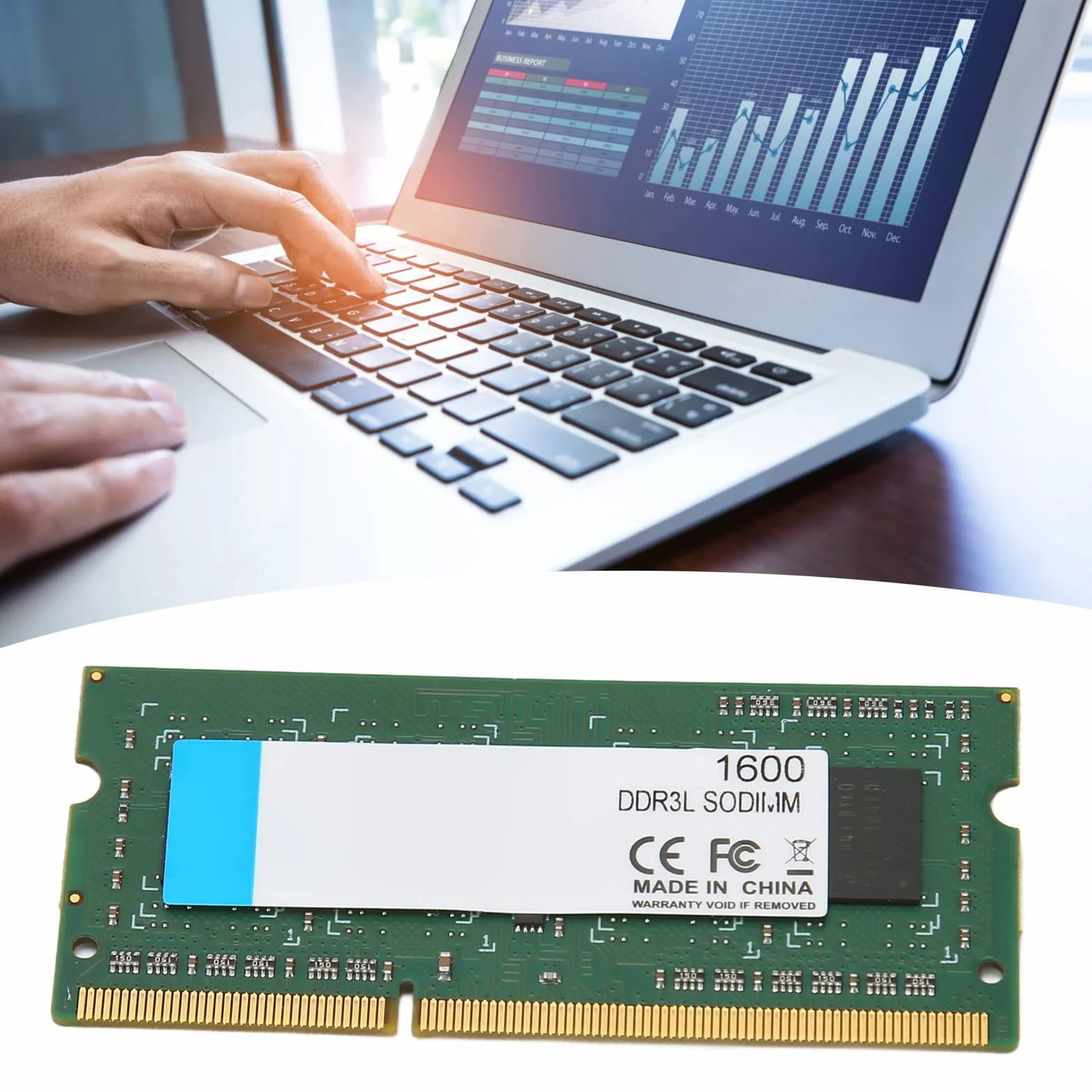 DDR3L SODIMM 1600 MHz RAM Wysoka wydajność 64-bitowa szerokość 204-pinowe Połączenie Danych dla Modułu Pamięci Laptopa (8GB)