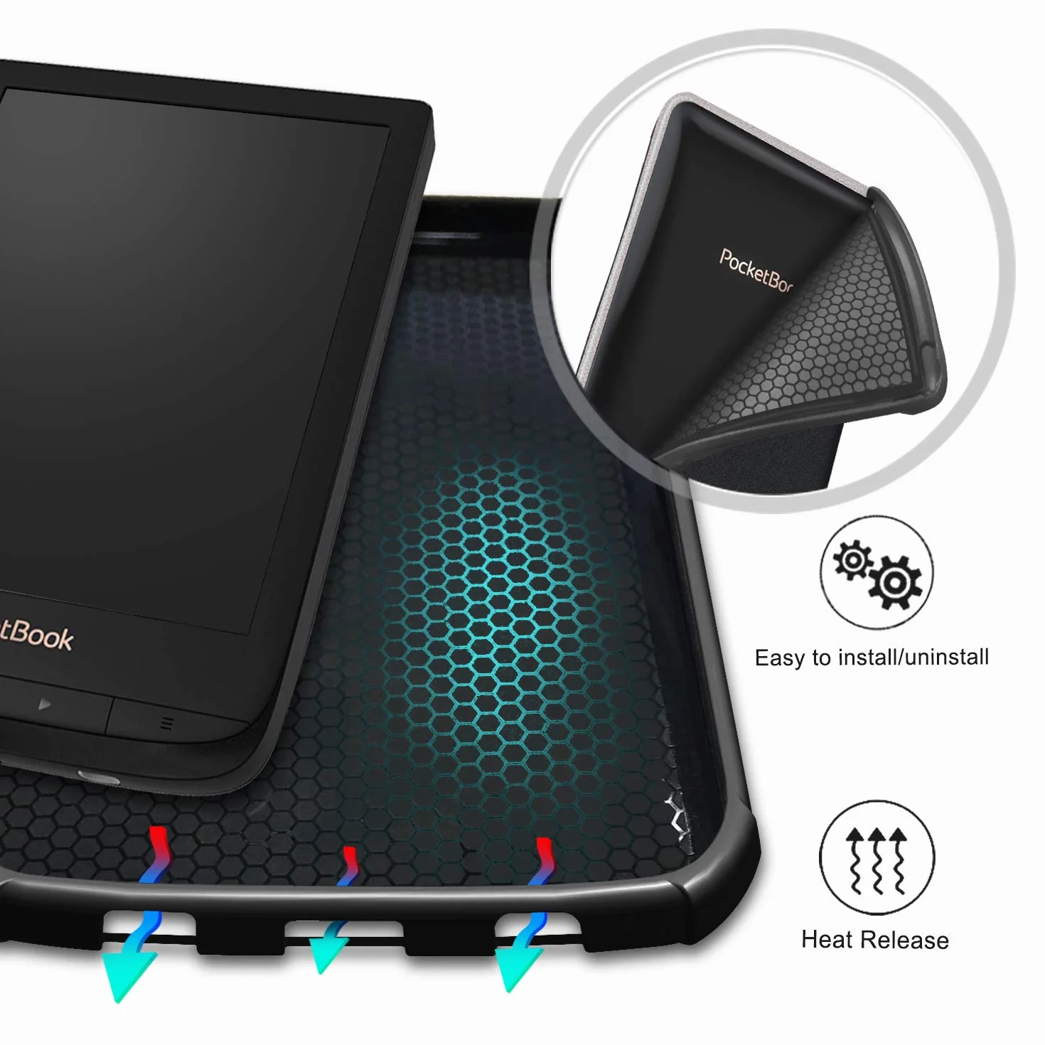 Etui z klapką ze skóry PU do Pocketbook Touch Lux 5/Touch Lux 4/Touch HD 3/Basic 4/Basic lux 3/Basic Lux 2/Colour z funkcją automatycznego wygaszenia/budzenia