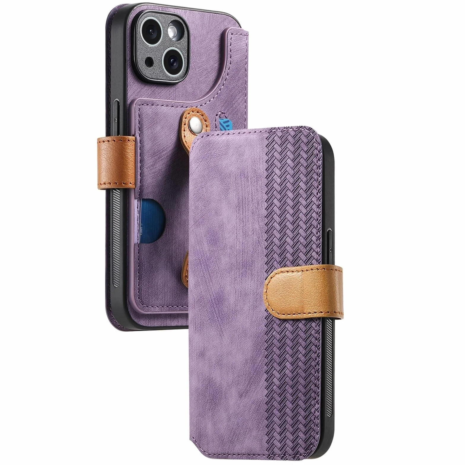 Generisch Etui na telefon komórkowy iPhone 16/16 Plus/16 Pro / 16 Pro Max, etui z klapką, etui na telefon komórkowy, blokujące gniazdo kart RFID, pasek na rękę, etui ze skóry zapobiegającej upadkowi