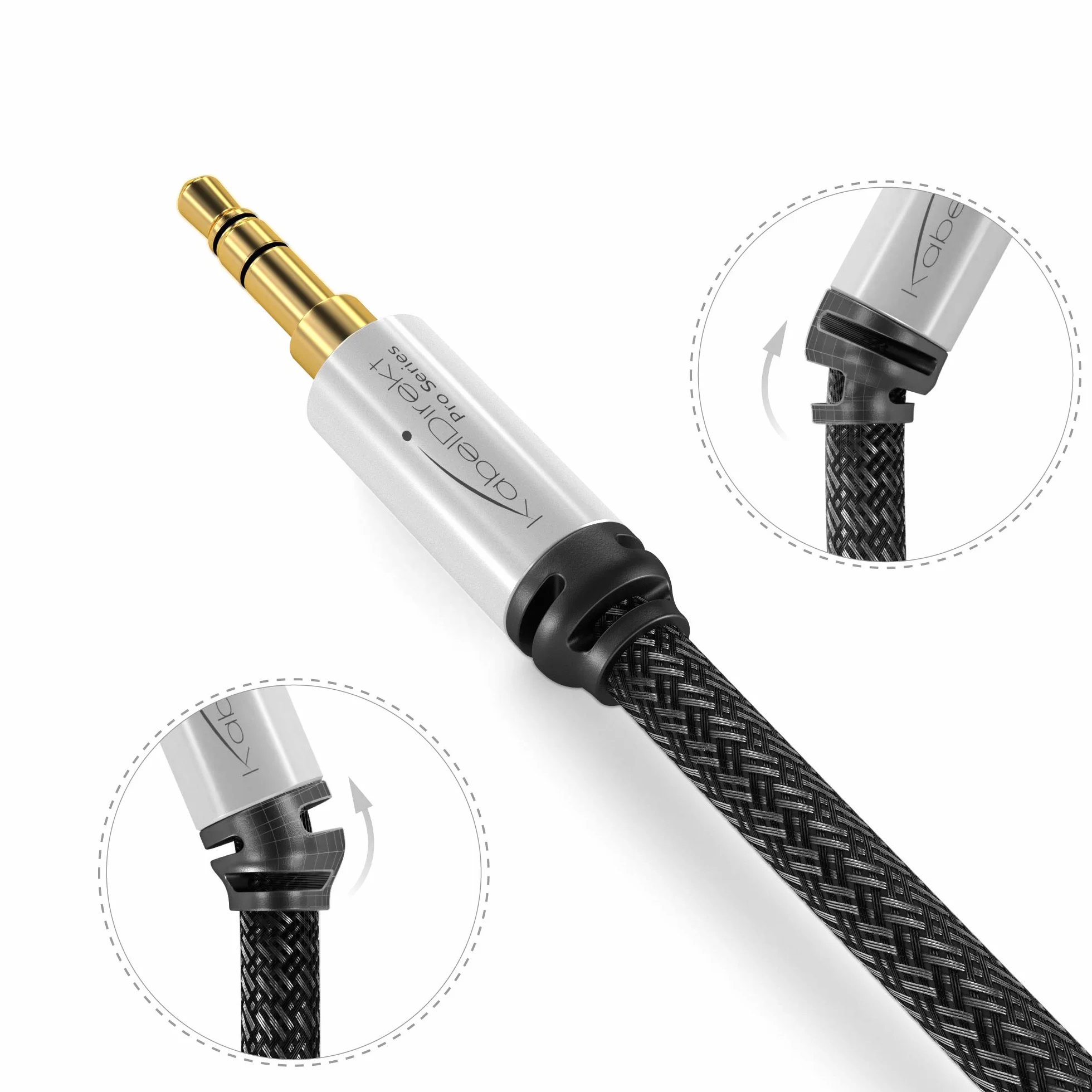 KabelDirekt Przewód stereo jack AUX audio 3,5mm nylonowy 0,5m