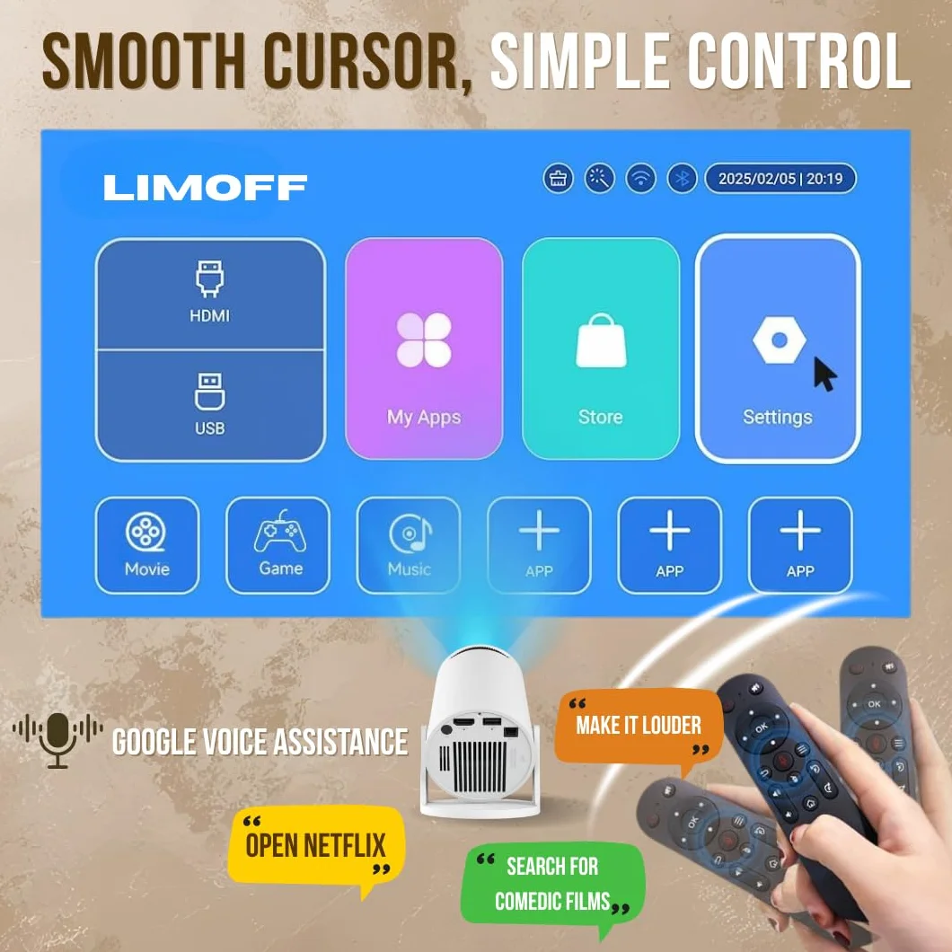 Hy300Pro + mini projektor 1080p Full HD Smart z systemem Android 11, WiFi 6 i Bluetooth 5.2, przenośny mini projektor kina domowego, obsługa 4K