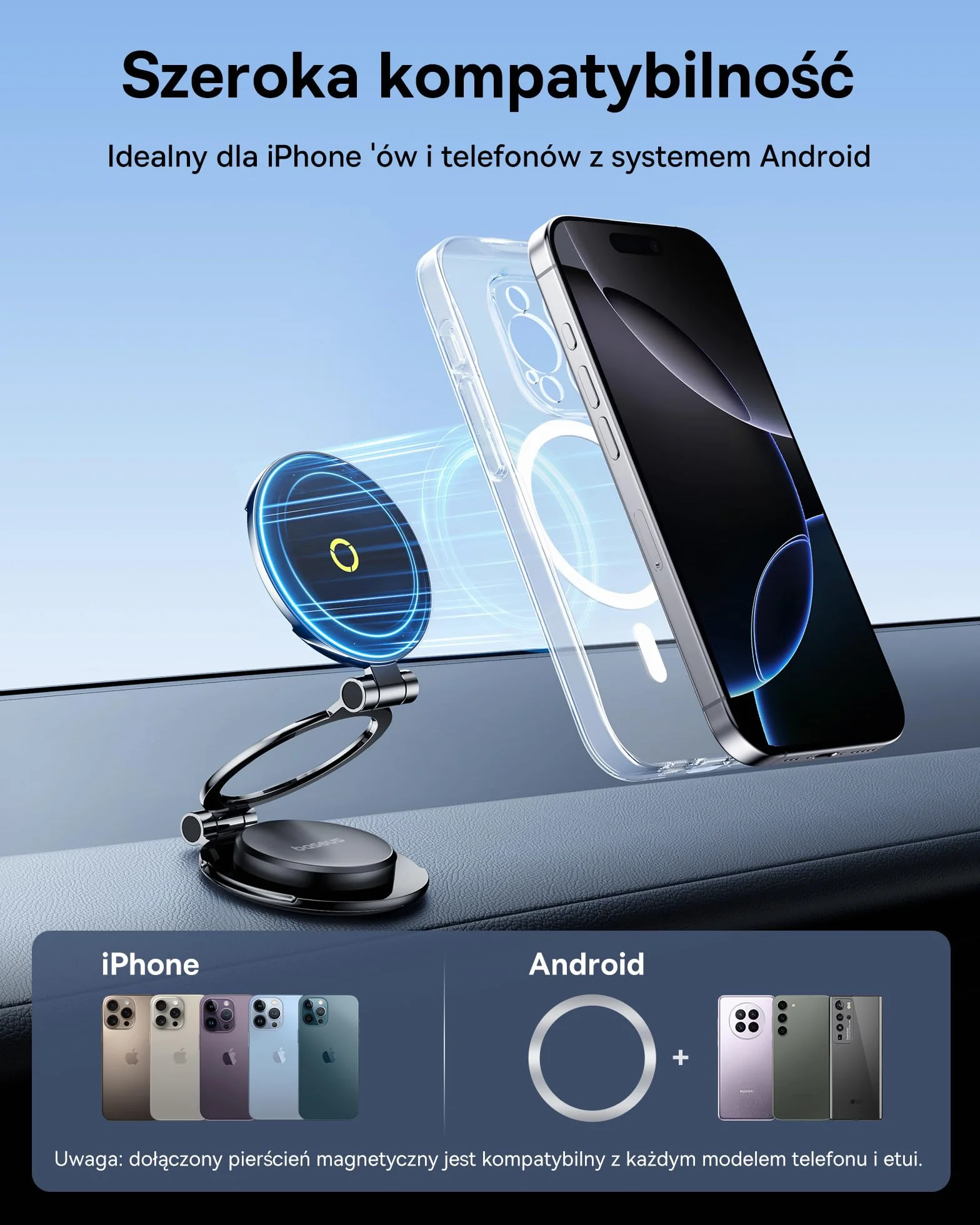 Baseus MagPro II uchwyt samochodowy na telefon komórkowy magnetyczny, [w pełni metalowy] [20x magnesy N56] [obracany o 360° i wysuwany] uchwyt MagSafe na telefon komórkowy, do iPada, iPhone 12-16
