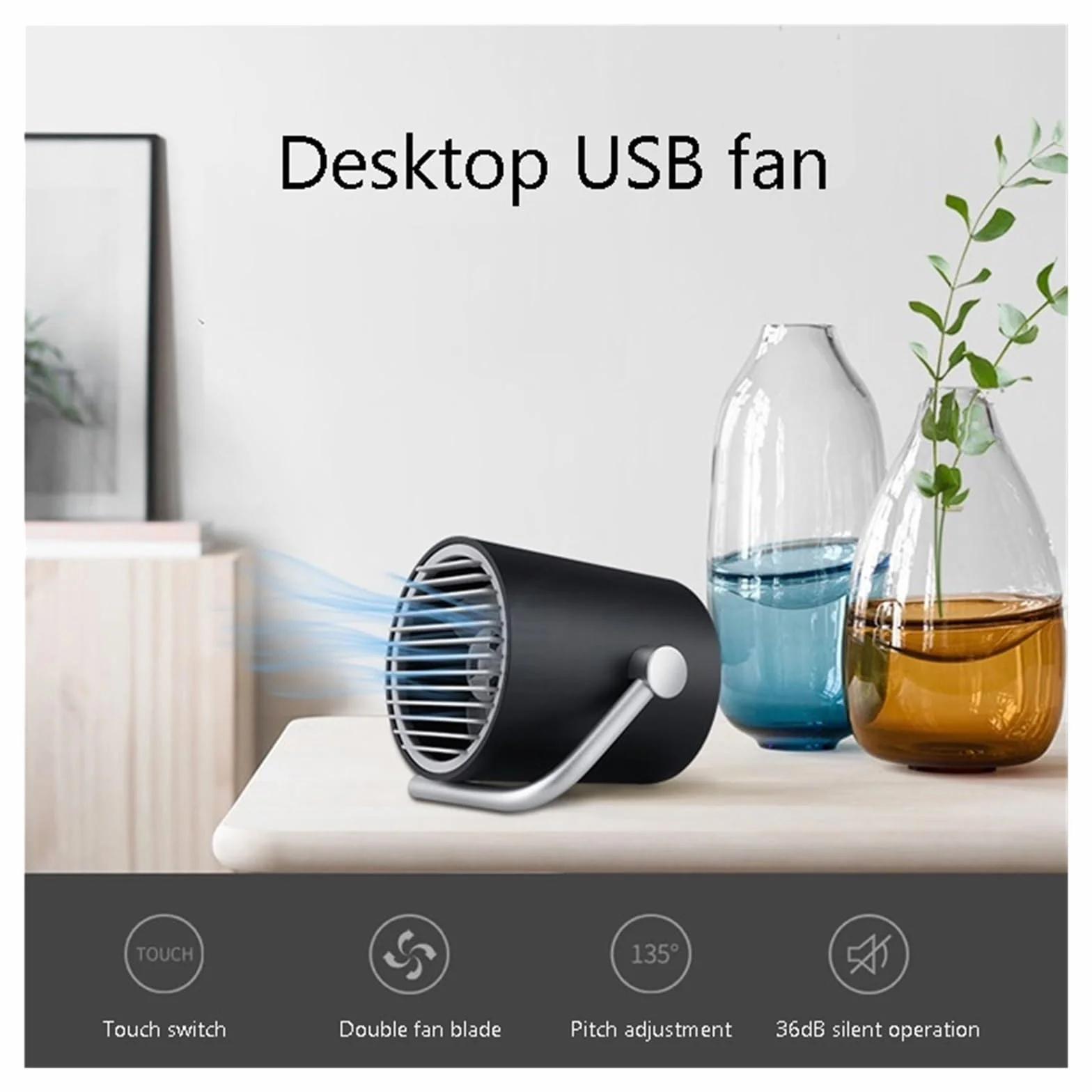 Wentylator Biurkowy Usb Przenośny Wentylator Chłodzący USB Mini Wentylator Elektryczny Wentylator Biurkowy Super Wyciszenie Na PC/laptop/Power Bank Letni Gadżet DC 5V łAtwy W UżYciu(White Black Pink)