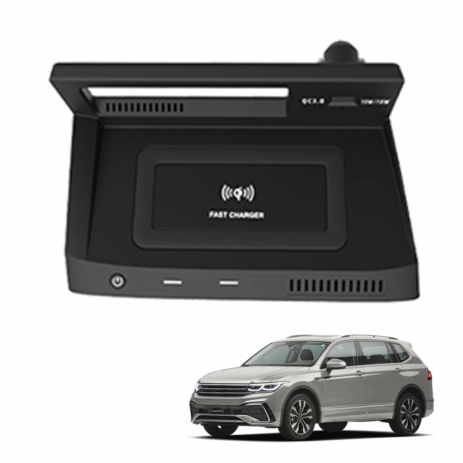 Samochodowa Bezprzewodowa ładowarka dla Volkswagen Tiguan eHybrid,Indukcyjna ładowarka Bezprzewodowa,15W Szybki Bezprzewodowy Stojak ładowania Qi-certyfikowany,Konsole Centralne Akcesoria