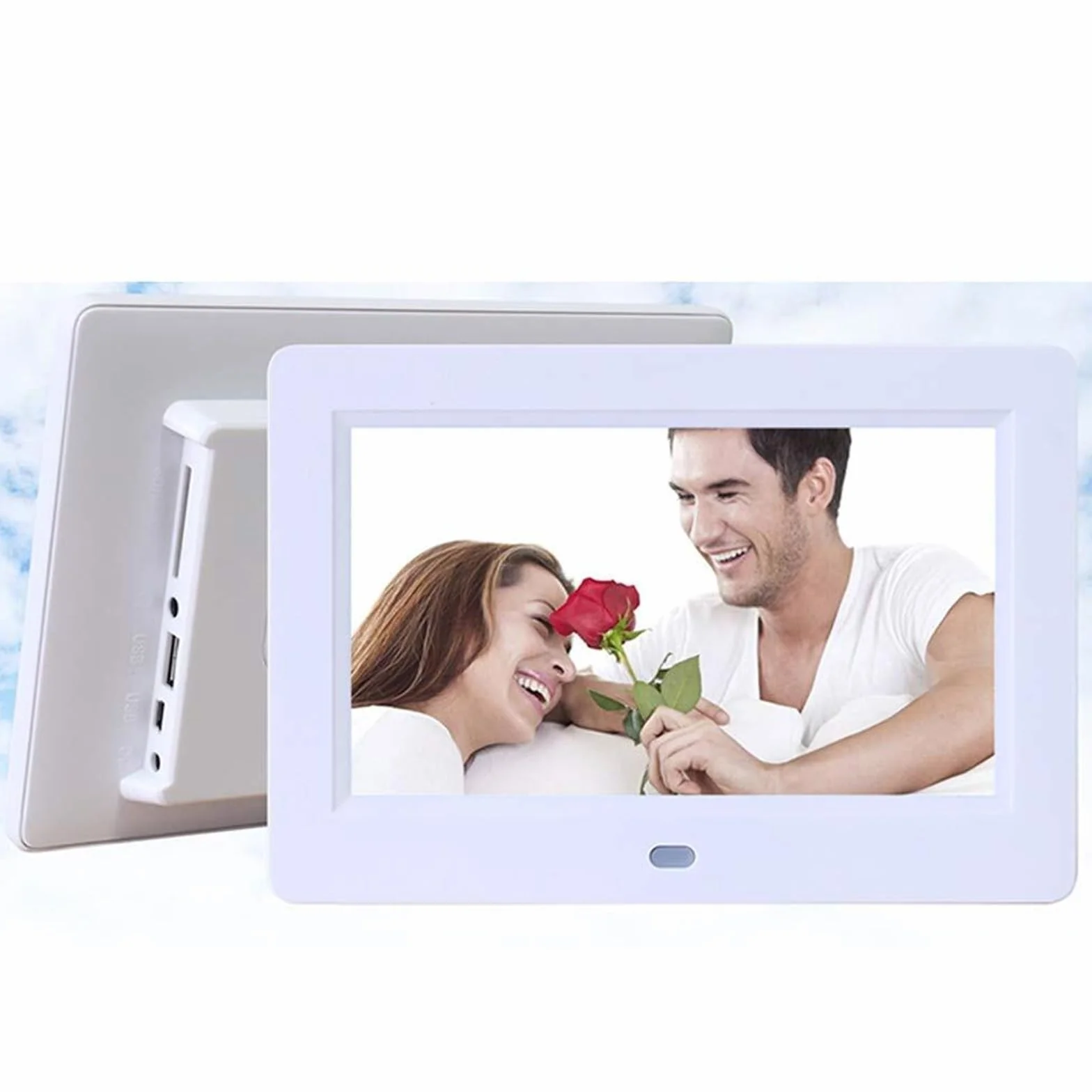 7-calowa cyfrowa ramka na zdjęcia Elektroniczny album na zdjęcia z ekranem LCD HD Obsługuje odtwarzanie zdjęć i filmów muzycznych na stojaku(White)