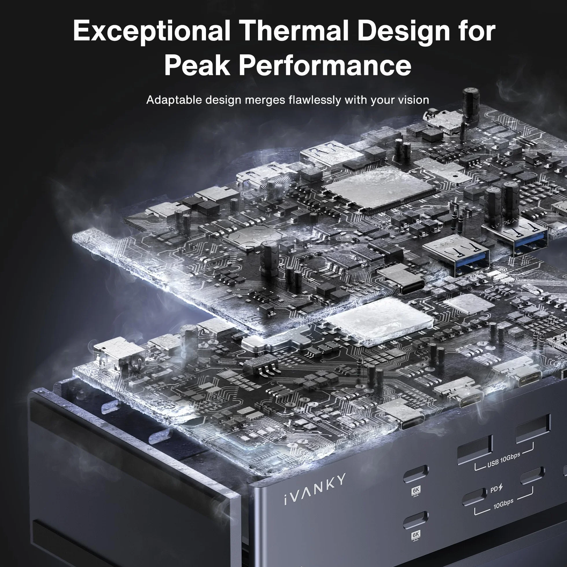 iVANKY FusionDock Max 1 Compatible with Thunderbolt 4, 20-in-1 Quad 6K@60Hz Monitor Docking Station, 40Gbps Dock for MacBook M1/M2/M3 Pro/Max, 2HDMI 2.0, 96W PD, 10Gbps 5*USB-A, 2*USB-C, 2.5GbE, SD/TF