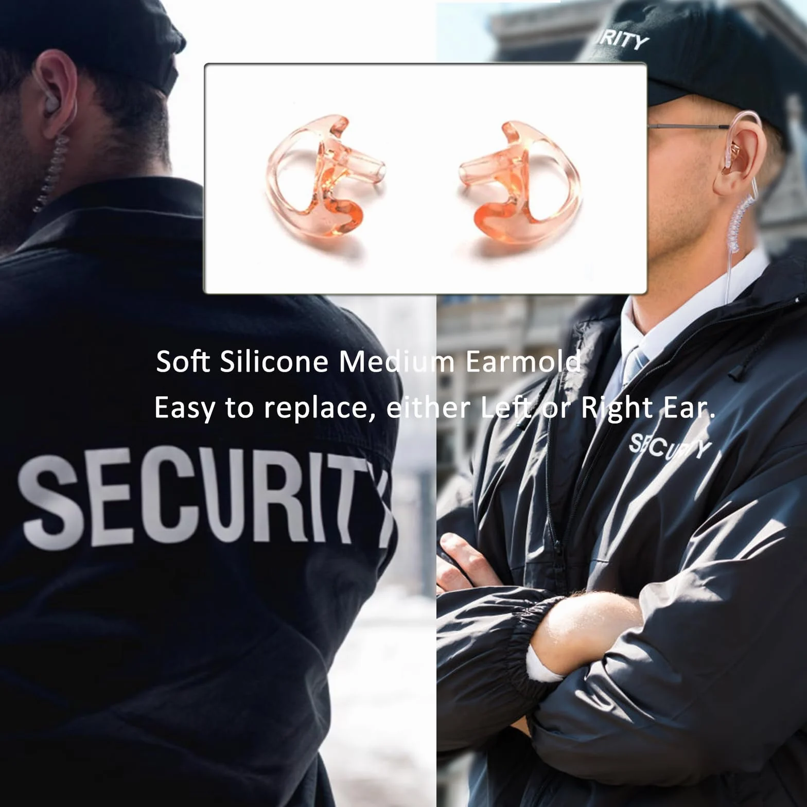 HYS Słuchawki douszne kompatybilne z Motorola R7, R7a, MXP600, APX, N30, N50, ION i innymi, przezroczyste rurki przełącznikowe, zestaw słuchawkowy z mikrofonem, czarny kabel