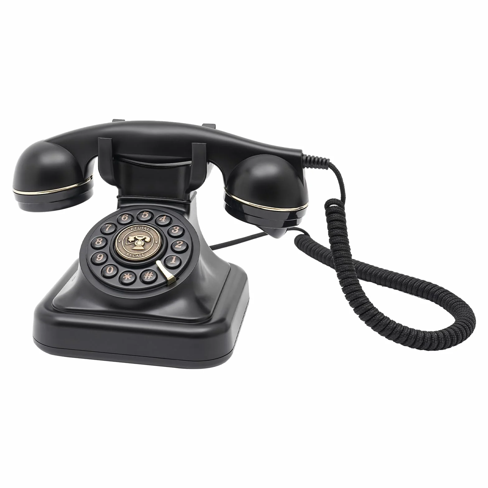 Vintage Retro Telefon Przewodowy Telefon do salonu, Sypialni, Biura Czarny