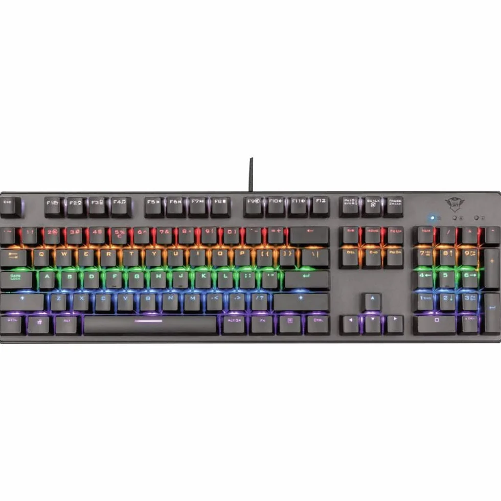 Trust GXT 865 Asta klawiatura mechaniczna (QWERTZ, niemiecki układ, podświetlenie wielokolorowe), czarna