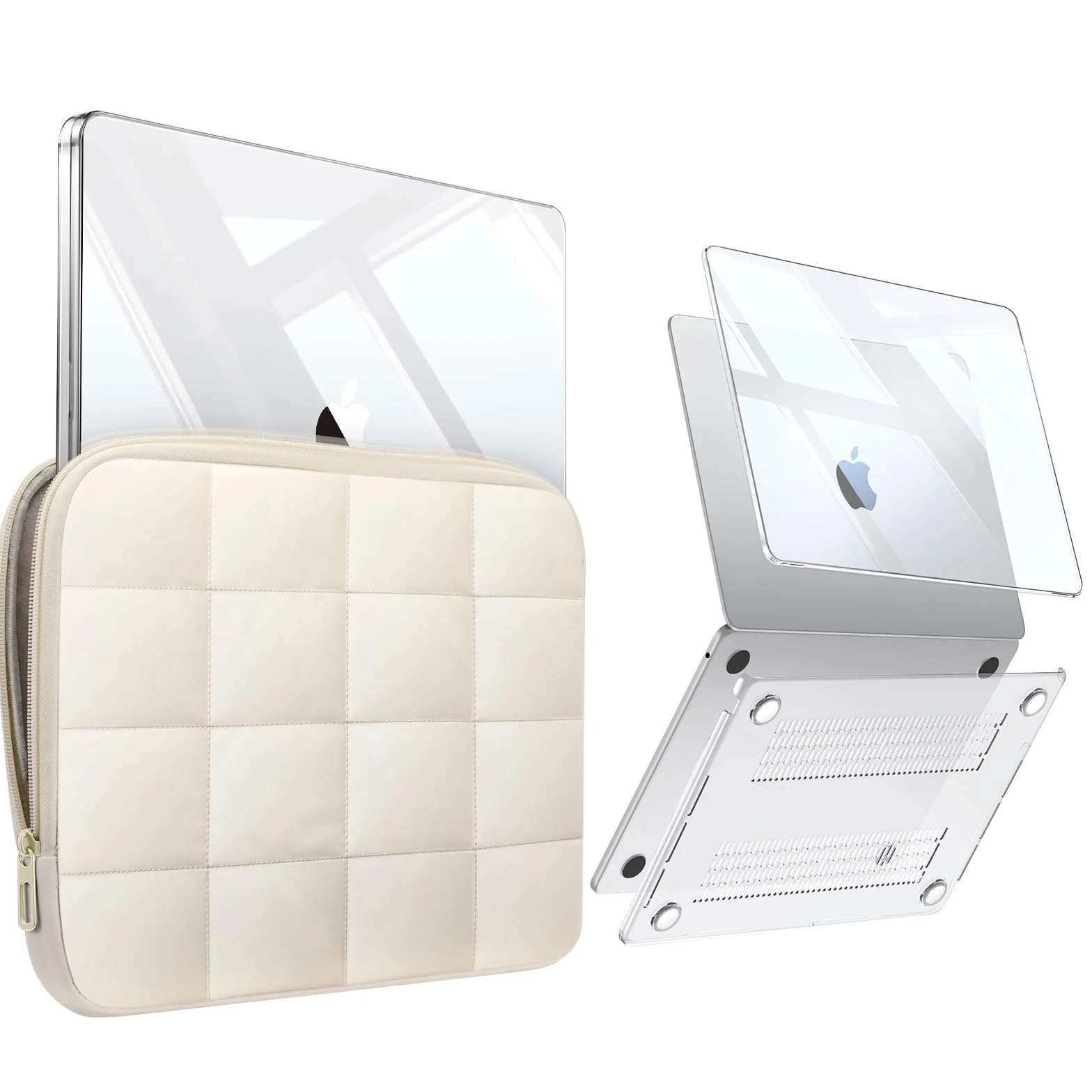Fintie Pokrowiec kompatybilny z MacBook Air 13,6 cala M4 M3 M2 (2025-2022) A3240 A3113 A2681, ultracienka twarda osłona ochronna i torba na laptopa dla MacBook Air 13,6 cala M2 M3 M4 Chip, (Beżowy)