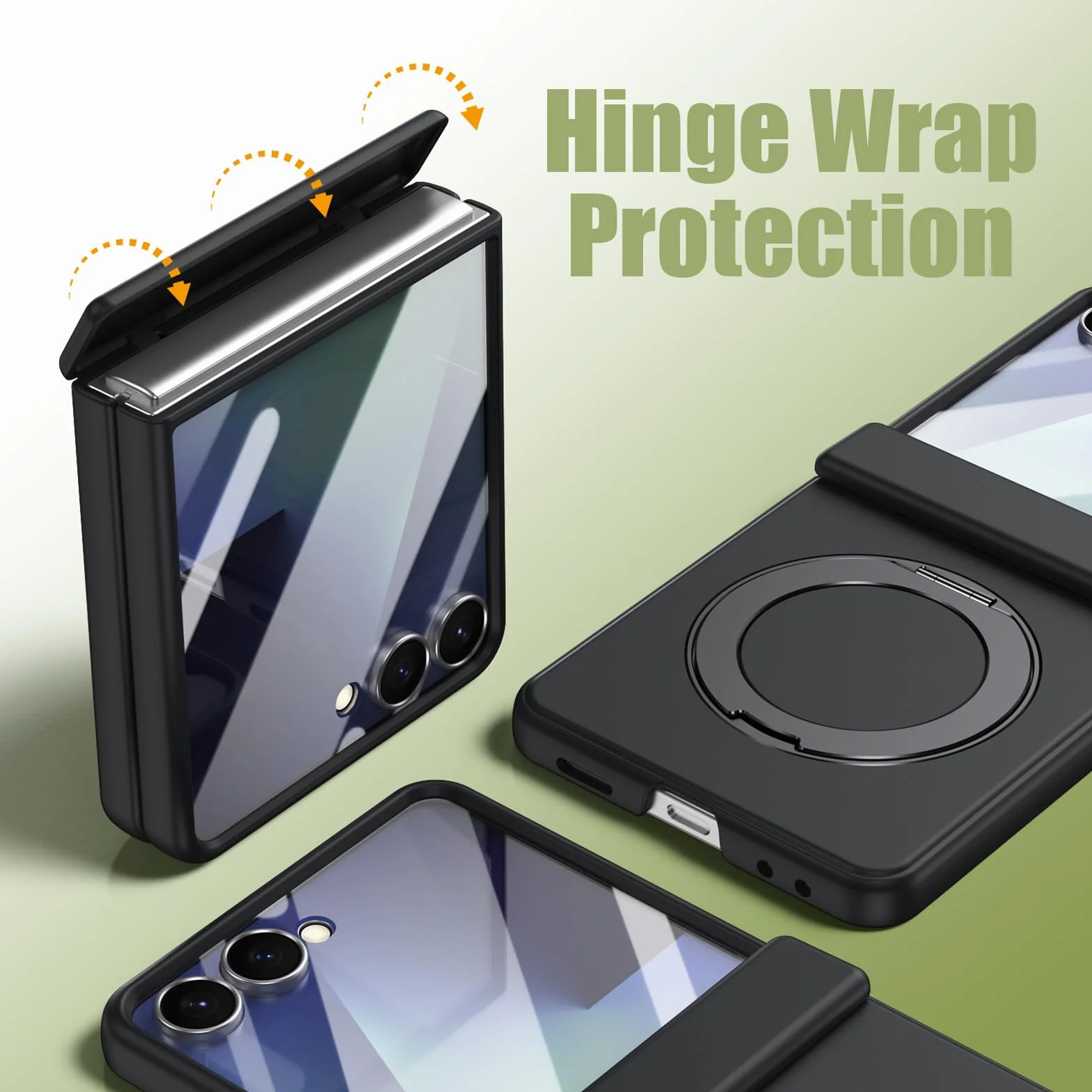 Ultra cienkie etui do Samsung Galaxy Z Flip 8, magnetyczne etui z zawiasami pierścieniowymi, osłona ekranu ze szkła hartowanego, złoto, Flip 8