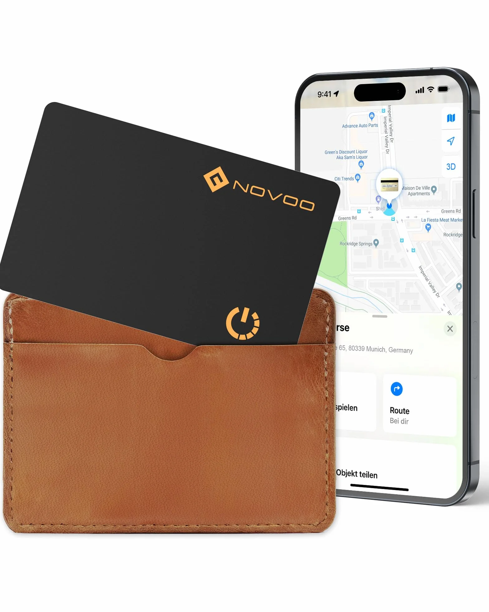 NOVOO Lokalizacja przedmiotów Air Tag 1,6 mm, smukły 6 lat, kompatybilny z aplikacją (tylko iOS), Bluetooth Tracker do portfela, etykiety bagażowej, paszport-BK
