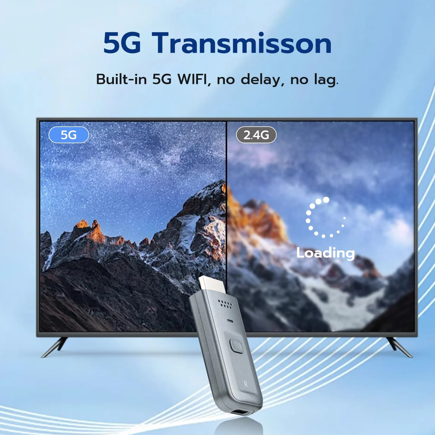 Wigearss Bezprzewodowy nadajnik i odbiornik HDMI, 1080p @ 60 Hz, 5G/2,4 G, Dual Band o zasięgu 30 m, Plug & Play przedłużacz HDMI do laptopa/komputera/aparatu do telewizora/projektora