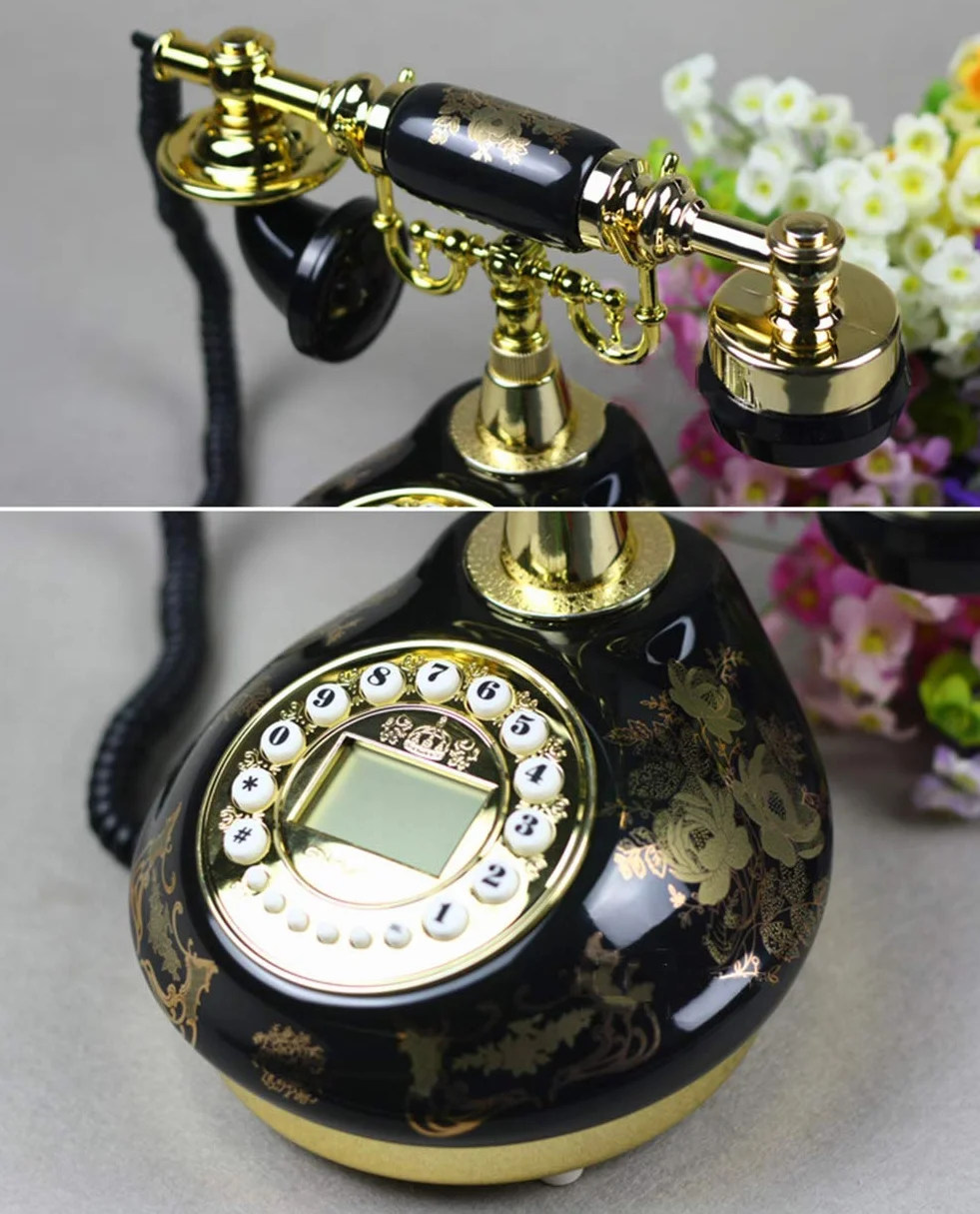Telefon w stylu retro vintage, telefon stacjonarny w stylu ceramiki z wybieraniem przyciskowym, staromodny telefon z tarczą obrotową - hotele/galerie/firmy jubilerskie/telefon domowy i biurowy