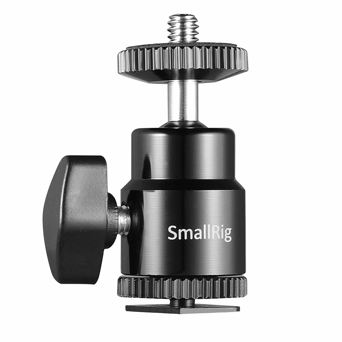 SMALLRIG Głowica kulowa Mini statyw z adapterem gorącej stopki 1/4, obrotowa głowica kulowa 360 ° z adapterem gorącej stopki do monitora LCD, mikrofonu, światła LED - 761