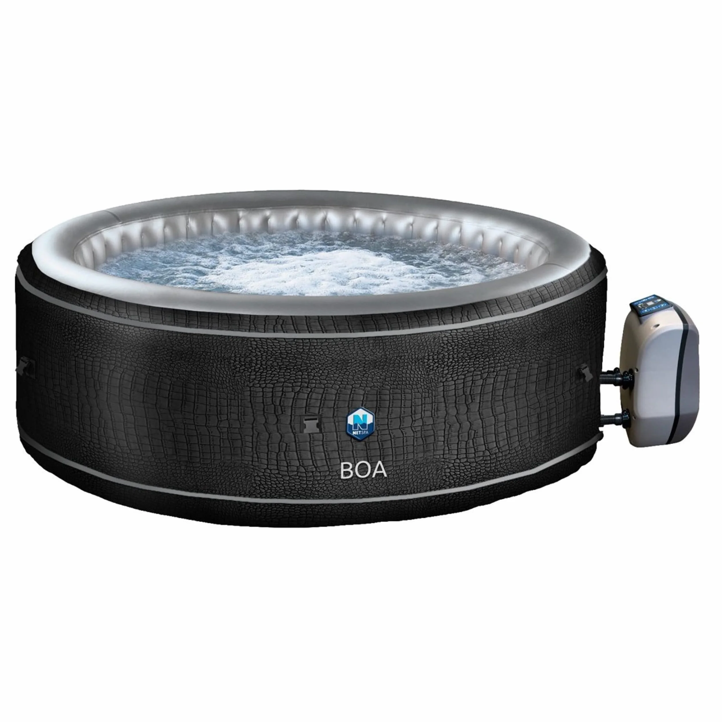 NETSPA - Spa Nadmuchiwana Circular SP-BOA155B XL Rodzinny -5-6 osób - 195X70Cm - Osłona z efektem Croco - Struktura pianki 8 cm - Pojemność 800 L