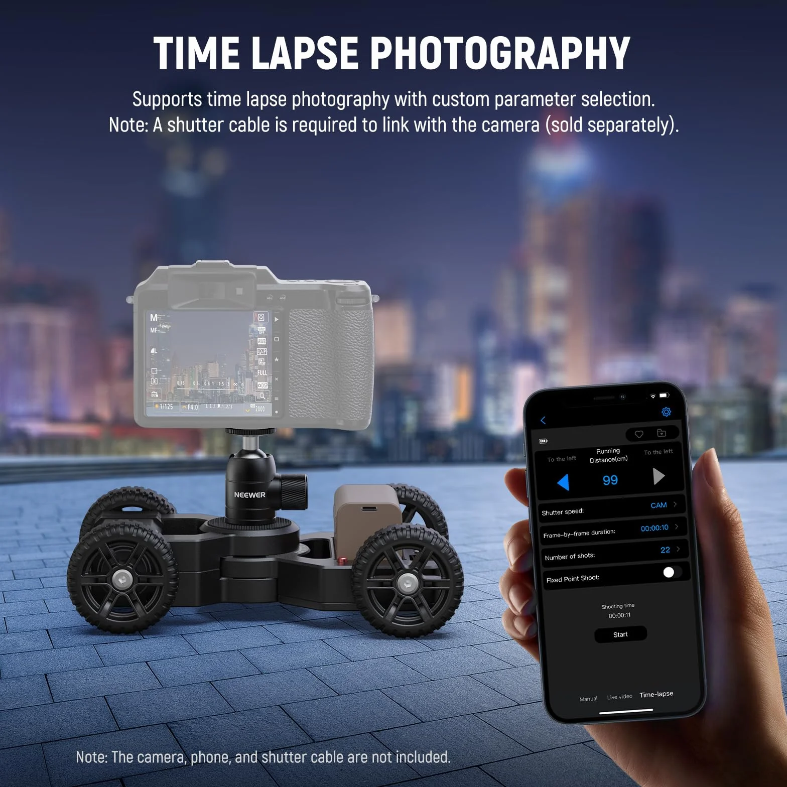 Neewer DL400 ulepszony zmotoryzowany suwak Dolly ze sterowaniem aplikacją, bardzo cichy, mocny podwójny silnik, czas pracy 5H, kompatybilny z GoPro Android Samsung, smartfonem, lustrzanką cyfrową