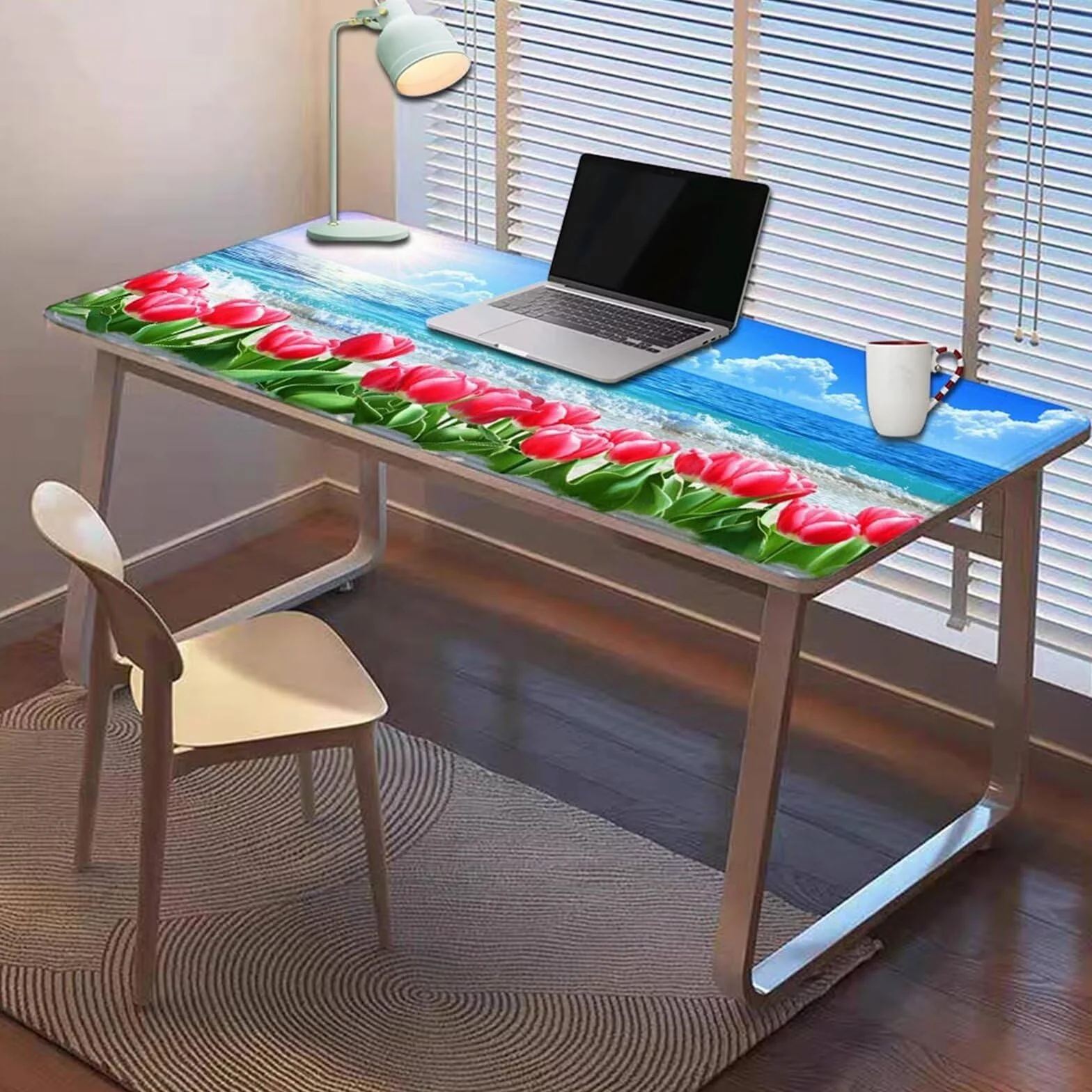 Gamingowa podkładka pod mysz 1200 x 600 x 3 mm, XXL, wodoszczelna, odporna na ścieranie, z przyszytymi krawędziami, niebieska, podkładka na biurko, poprawia prędkość i precyzję pod laptopa, komputer