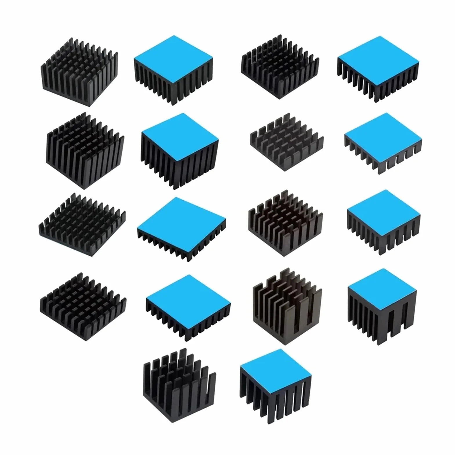 10 szt. Radiator aluminiowy chłodnica radiatora do elektronicznego układu scalonego RAM MOS chłodzenie z termoprzewodzącą taśmą(20x20x19mm)