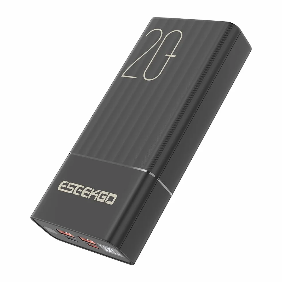 Ultraszybkie ładowanie 20000 mAh 22,5 W, 3 porty wyjściowe, wyświetlacz LED QC 3.0, powerbank z bezpłatnym kablem do ładowania USB-C na USB-C o długości 0,4 m i wbudowaną ochroną