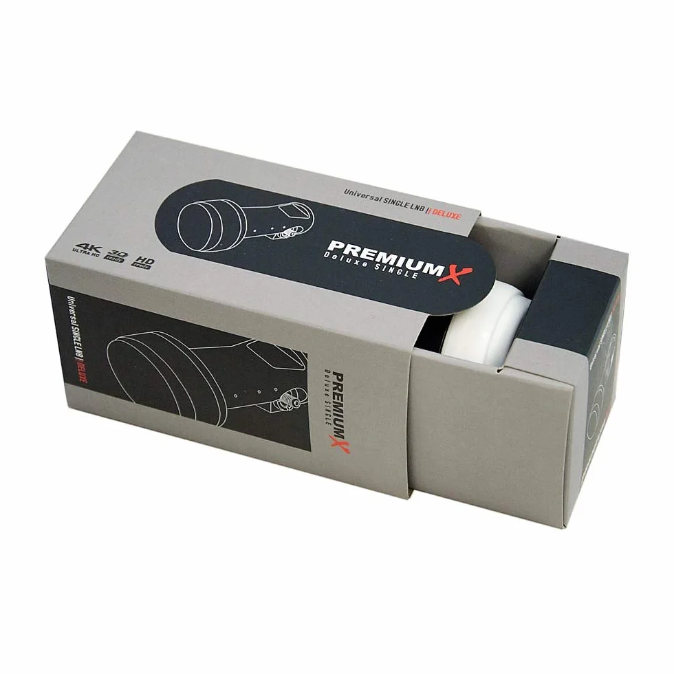 PremiumX Deluxe Single LNB - konwerter sygnału satelitarnego dla 1 użytkownika w jakości HD, UHD i 4K z DVB-S2 i oscylatorem referencyjnym PLL