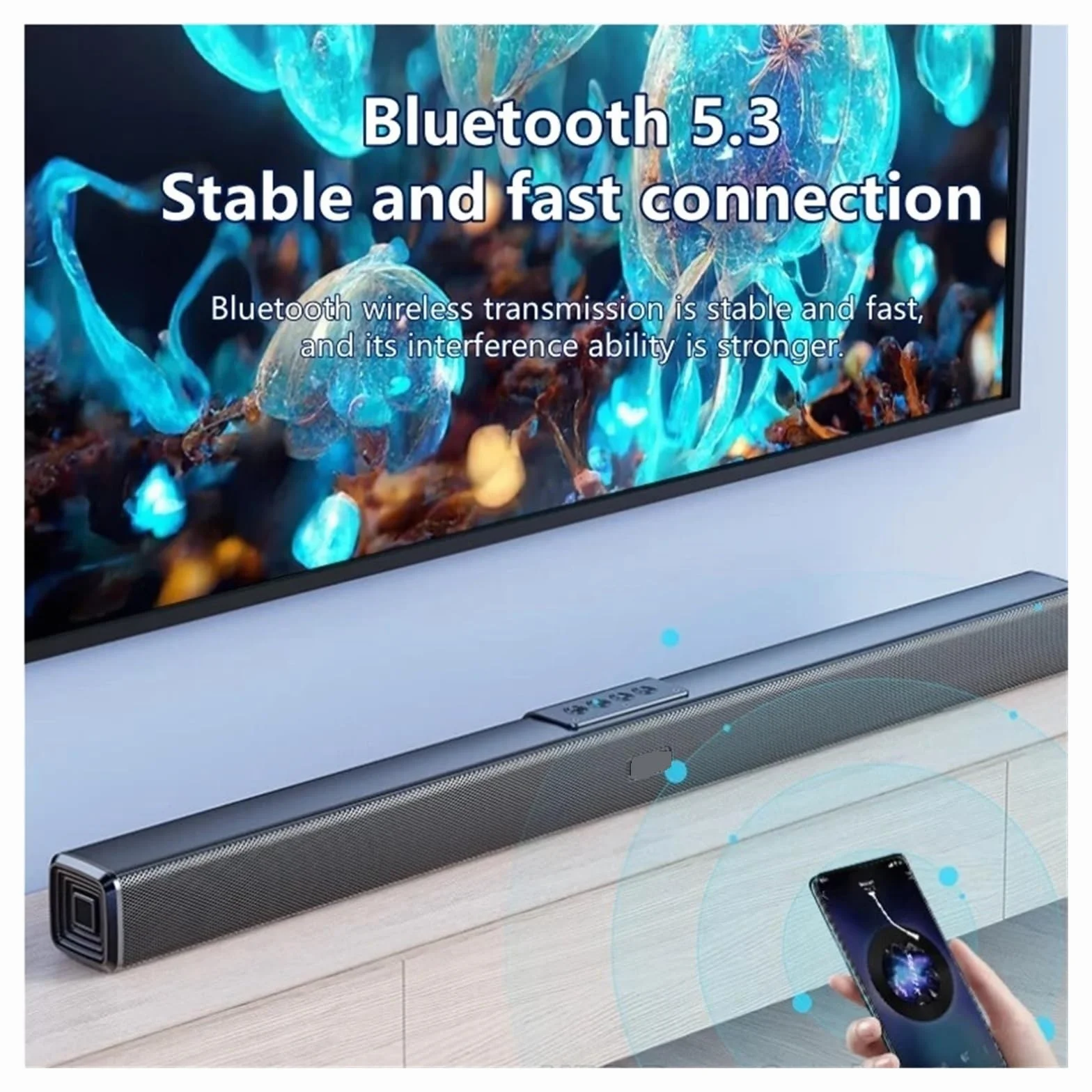 40 W, Mocna 2.0-kanałowa Kolumna Kina Domowego Echo Wall TV, Soundbar, Subwoofer, Kino, Bluetooth, Soundbox, Głośniki Wielofunkcyjne Wszechstronne MożLiwośCi PodłąCzenia