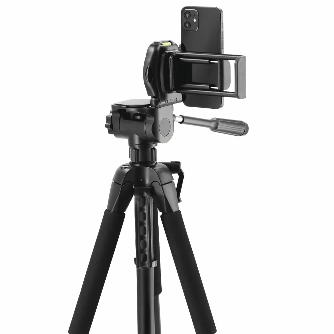 Hama Action 170 Statyw do aparatu 3D o wysokości 62-170 cm, statyw fotograficzny z uchwytem na telefon komórkowy i uchwytem na tablet, statyw z głowicą 3-kierunkową, statyw do lustrzanki z torbą