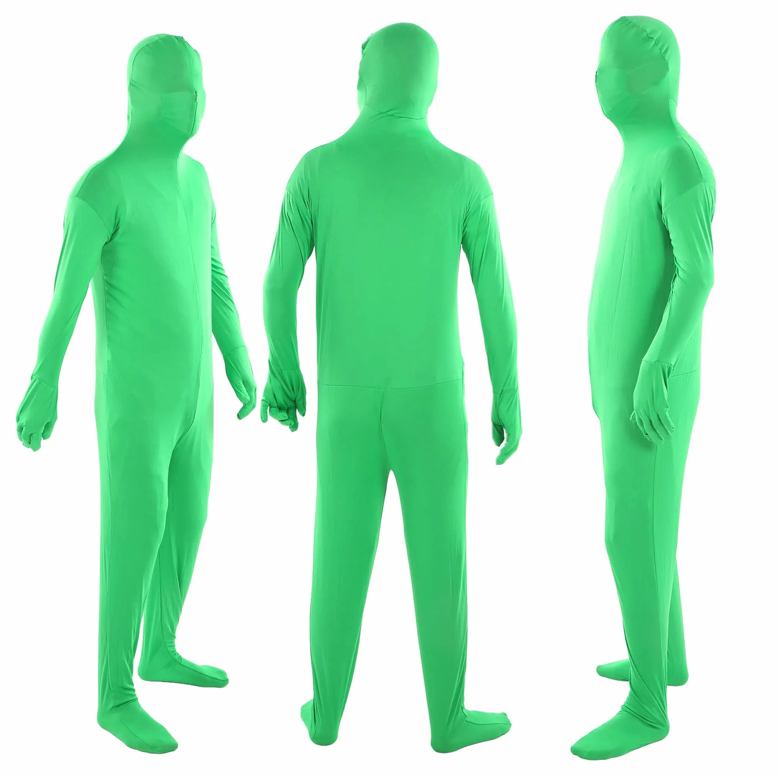 Body z Zielonym Ekranem Chromakey Body Suit Całe Ciało Split Design Znikający Mężczyzna do Fotografii Film Film Efekt Fotograficzny, Unisex Stretch Kostium dla Dorosłych Dopasowany do(180cm)