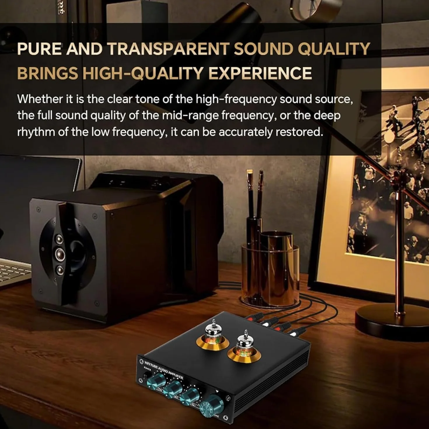 2-kanałowy przedwzmacniacz lampowy stereo z lampą próżniową, 3 regulowane ustawienia wyrównania, do głośników półkowych, MP3, telewizora, odtwarzacza CD